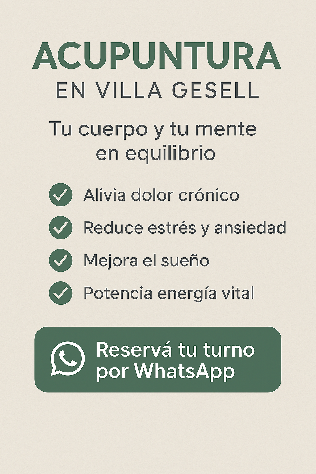Acupuntura Villa Gesell - Pinamar Facebook ad: Reserva tu turno