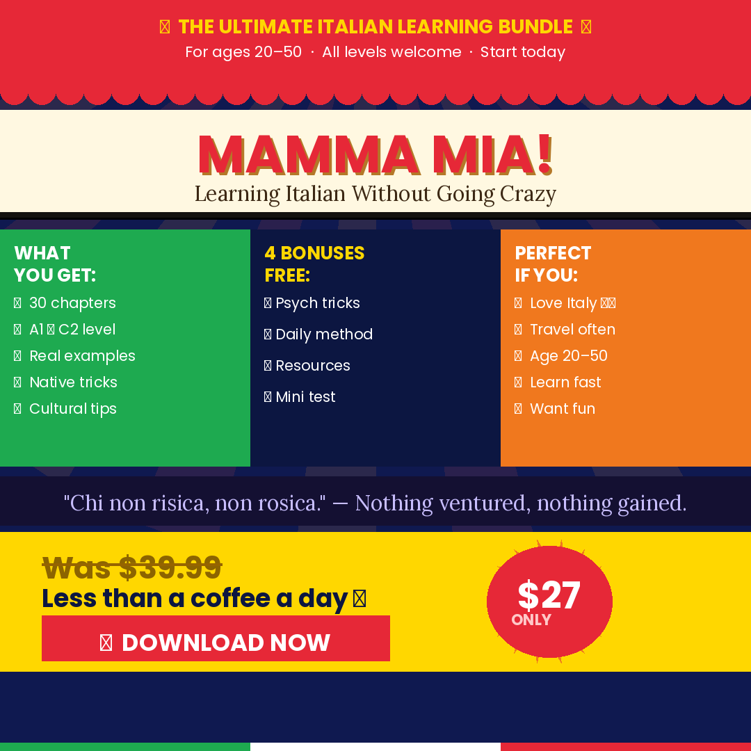 Lingue Tips & Tricks Facebook ad: Learn Italian in 15 Min a Day