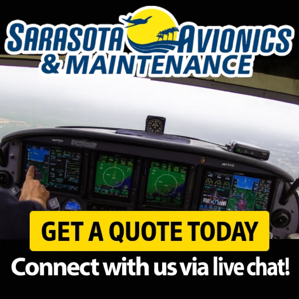Sarasota Avionics Facebook ad: Our LiveChat connects you directly with real avionics…