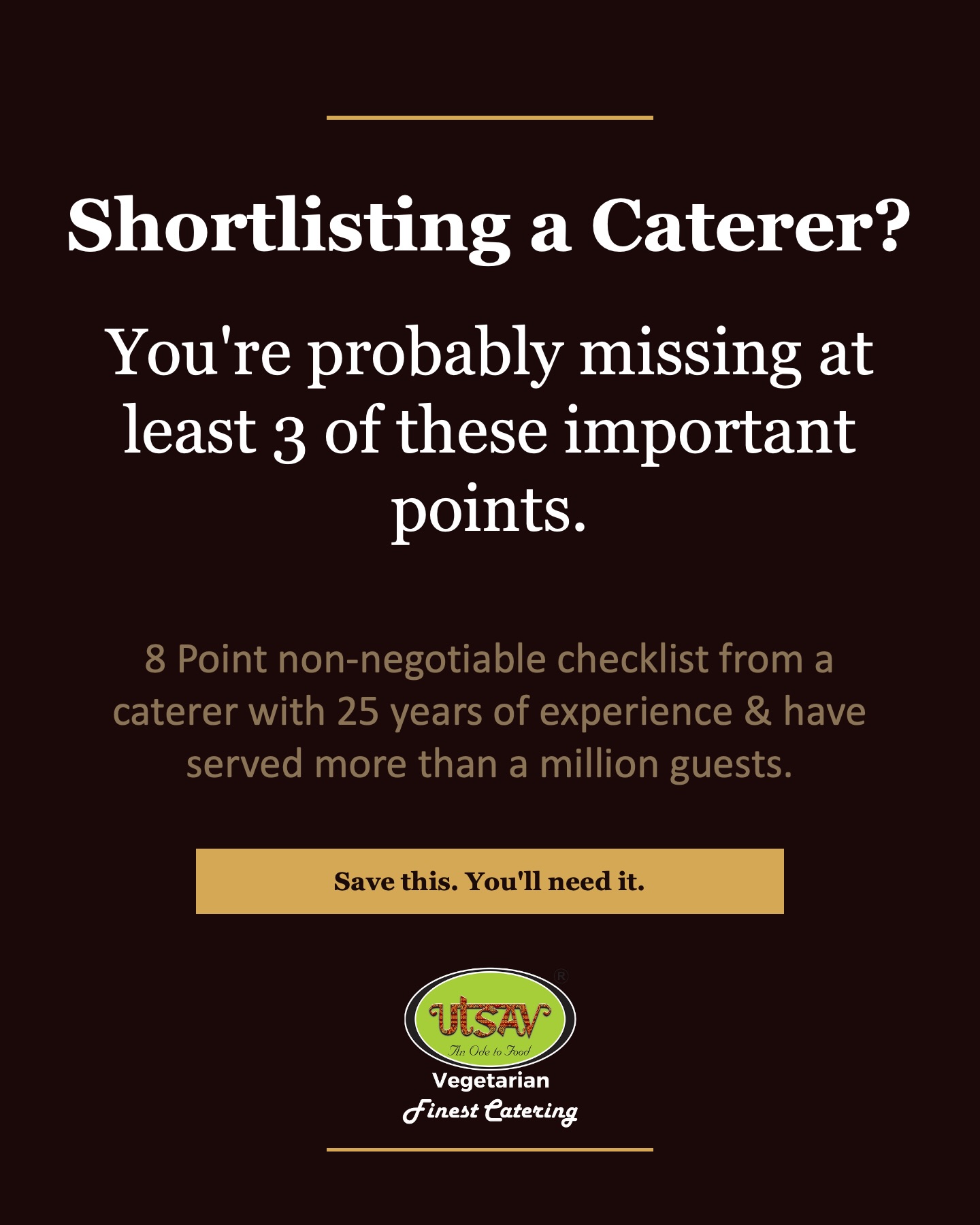 Utsav Vegetarian Facebook ad: Forward this to whoever is handling your wedding…