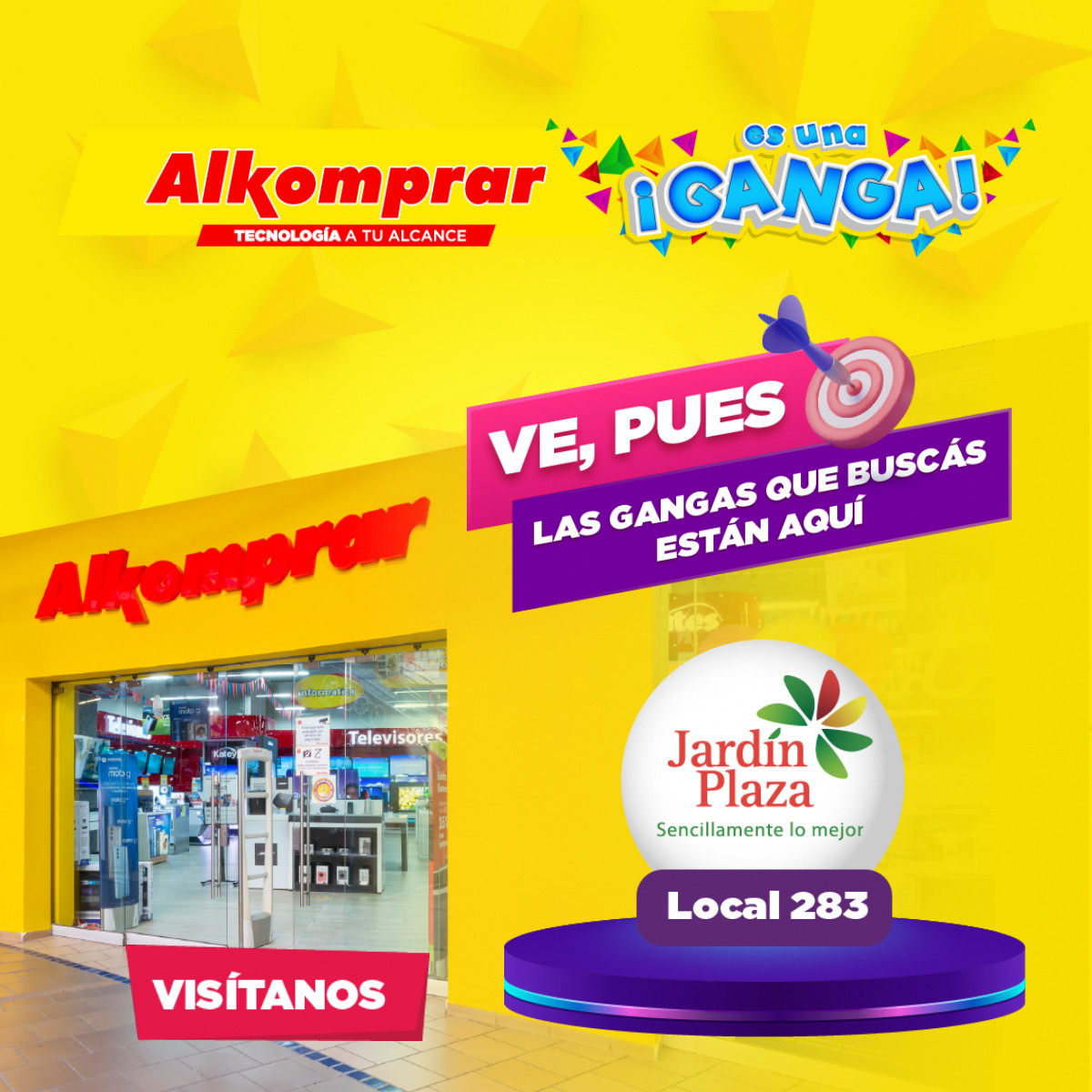 Alkomprar Facebook ad: Visítanos en el C.C. Jardín Plaza