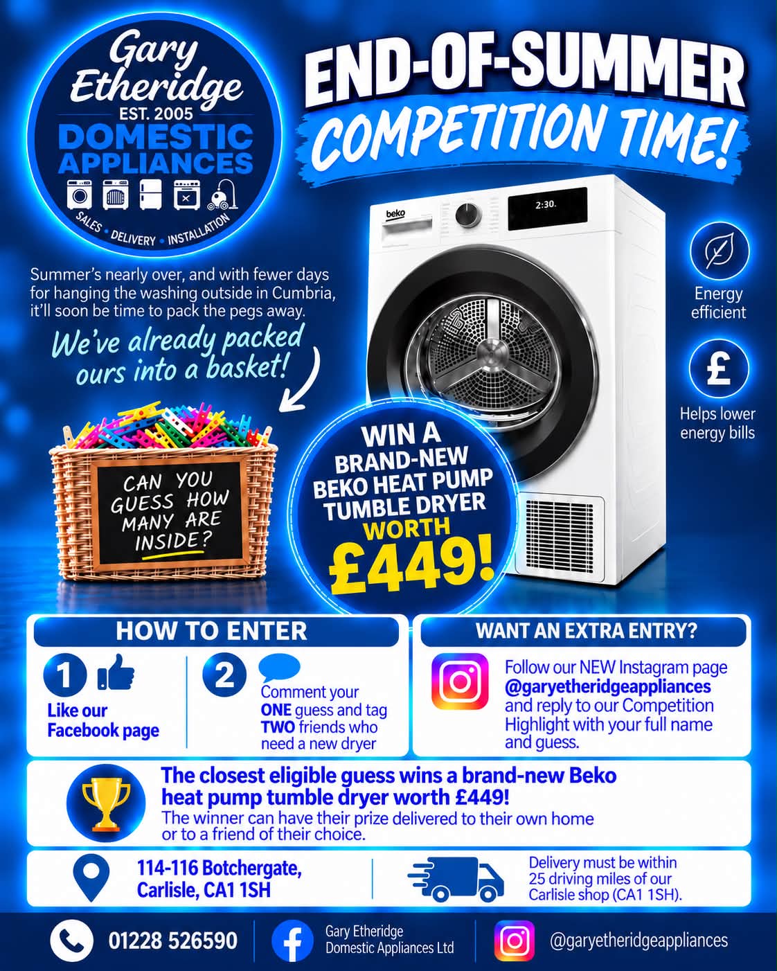 Gary Etheridge Domestic Appliances Ltd Facebook ad: END-OF-SUMMER COMPETITION TIME!