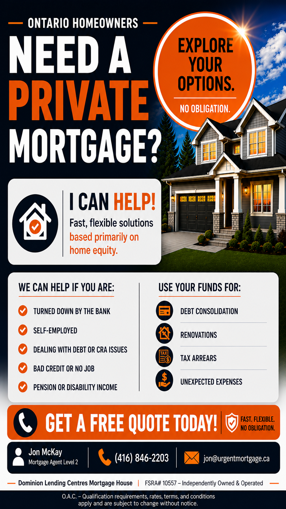 Jon McKay - Urgentmortgage.ca Facebook ad: Need a Private Mortgage?