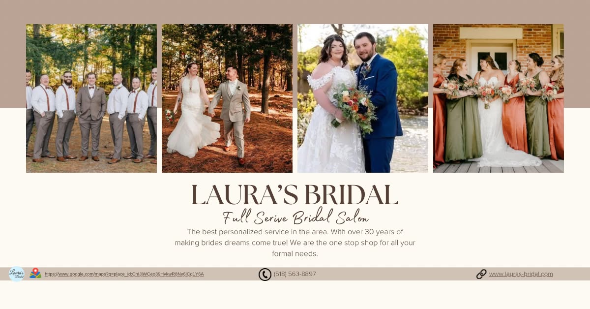 Laura's Bridal Facebook ad: Wedding Bridal Dresses | Bridesmaid Dresses | Tuxedos |…