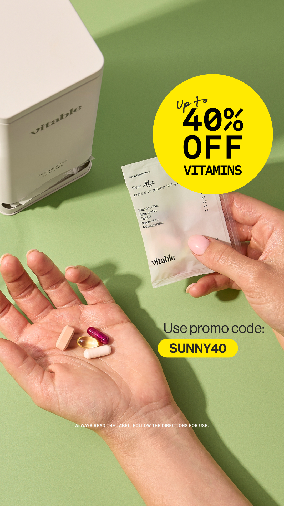 Vitable Facebook ad: Vitable | Personalised Daily Vitamin Packs