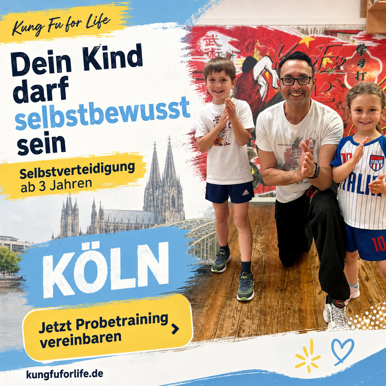 Kung Fu For Life Facebook ad: Schenke deinem Kind Selbstvertrauen