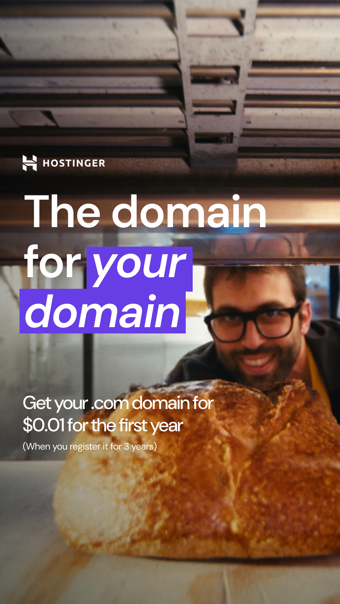 Hostinger Facebook ad: Domains from $0.99