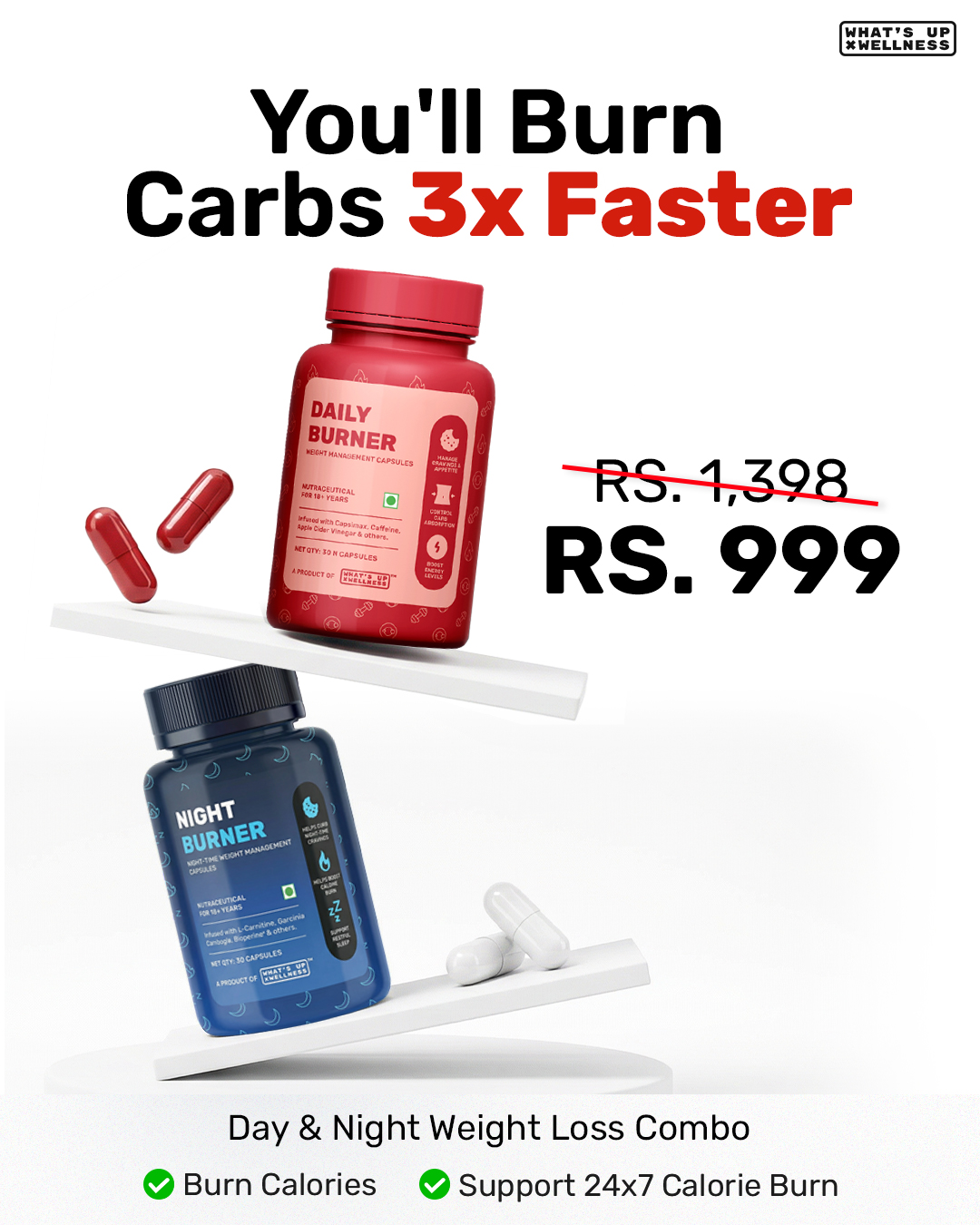 What's Up Wellness Facebook ad: Flat Rs. 100/- OFF | Code: WHATSUP