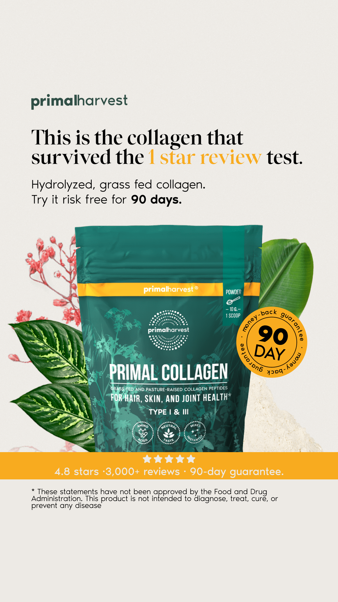 Primal Harvest Facebook ad: Fuller Hair in One Scoop