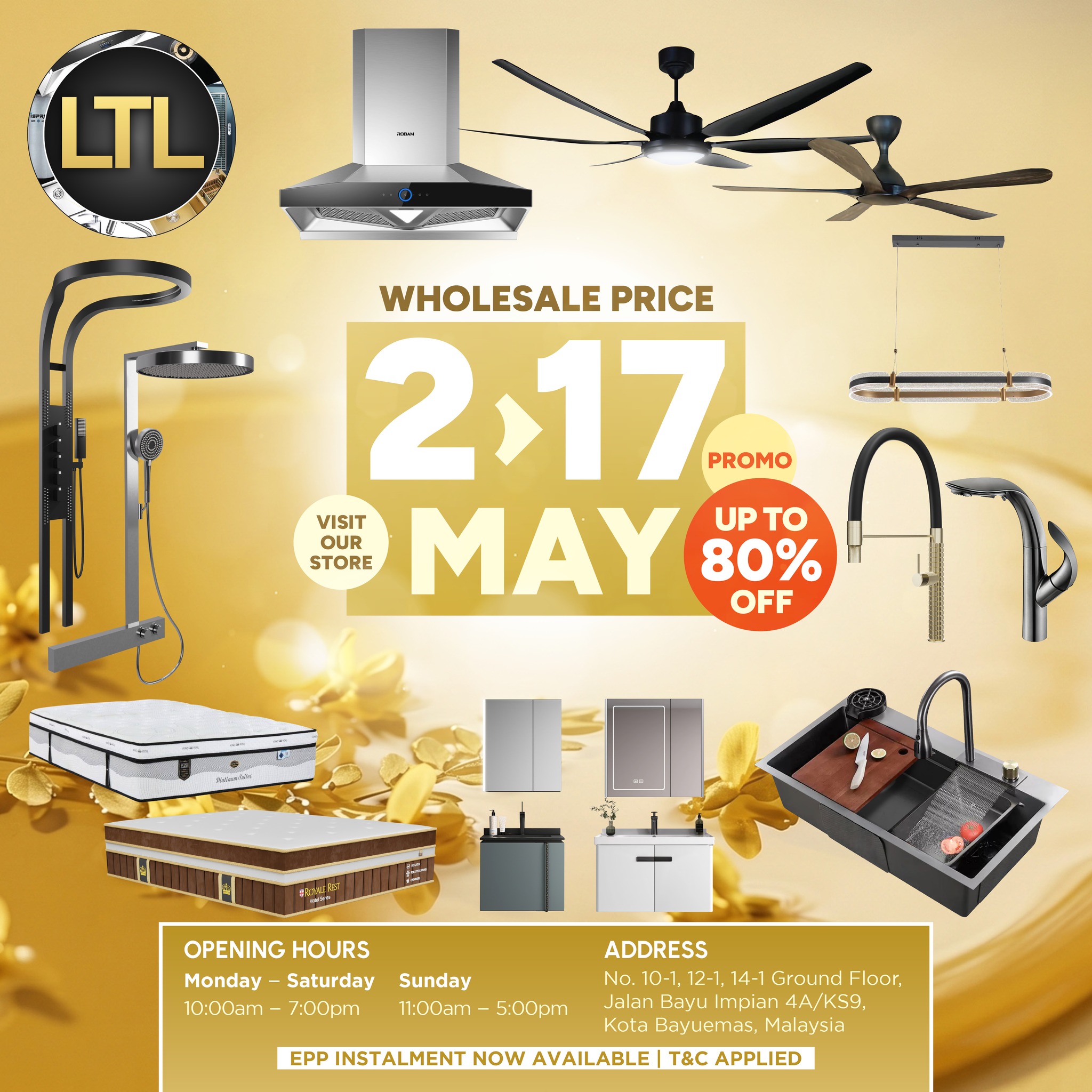 LTL Bath, Kitchen, Lighting & Mattress - Bayuemas Bukit Tinggi Klang Facebook ad: 𝐁𝐀𝐓𝐇 𝐊𝐈𝐓𝐂𝐇𝐄𝐍 𝐋𝐈𝐆𝐇𝐓𝐈𝐍𝐆 𝐌𝐀𝐓𝐓𝐑𝐄𝐒𝐒