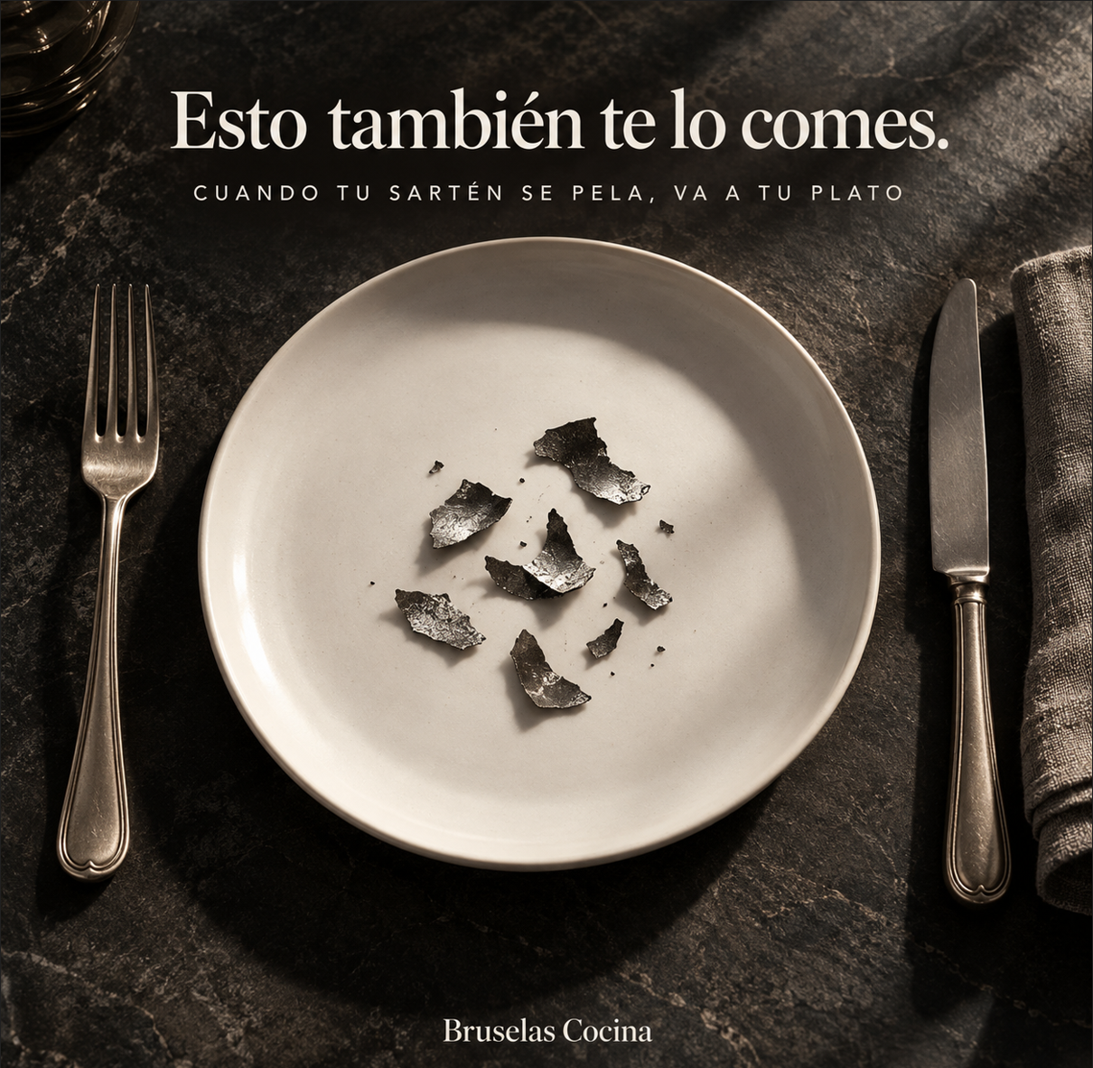 Bruselas Cocina Spain Facebook ad: Tu comida merece un sartén que no deje tóxicos.
