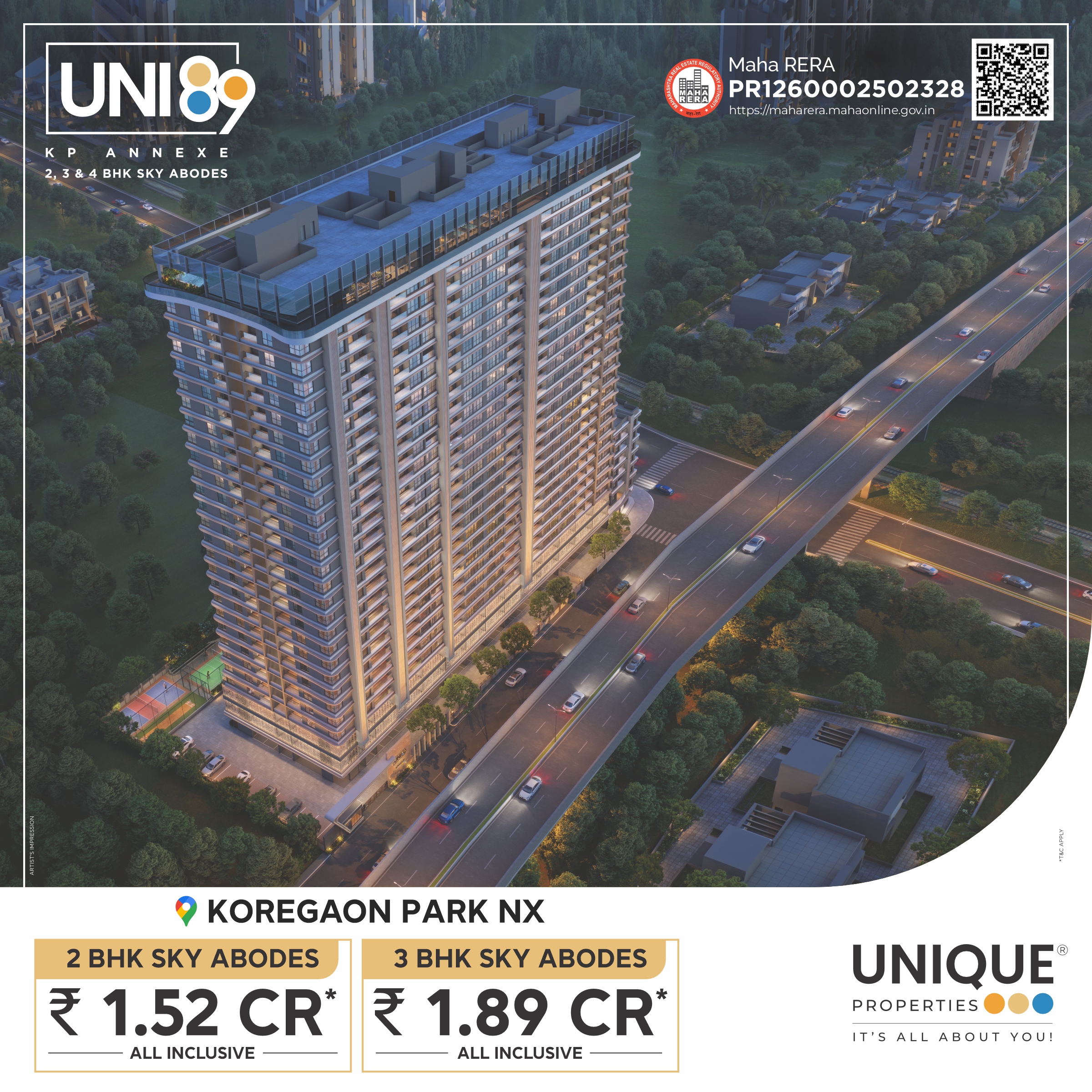 Unique Properties Facebook ad: 2 & 3 BHK @ Koregaon Park NX | 1.52 Cr* a.i. onwards