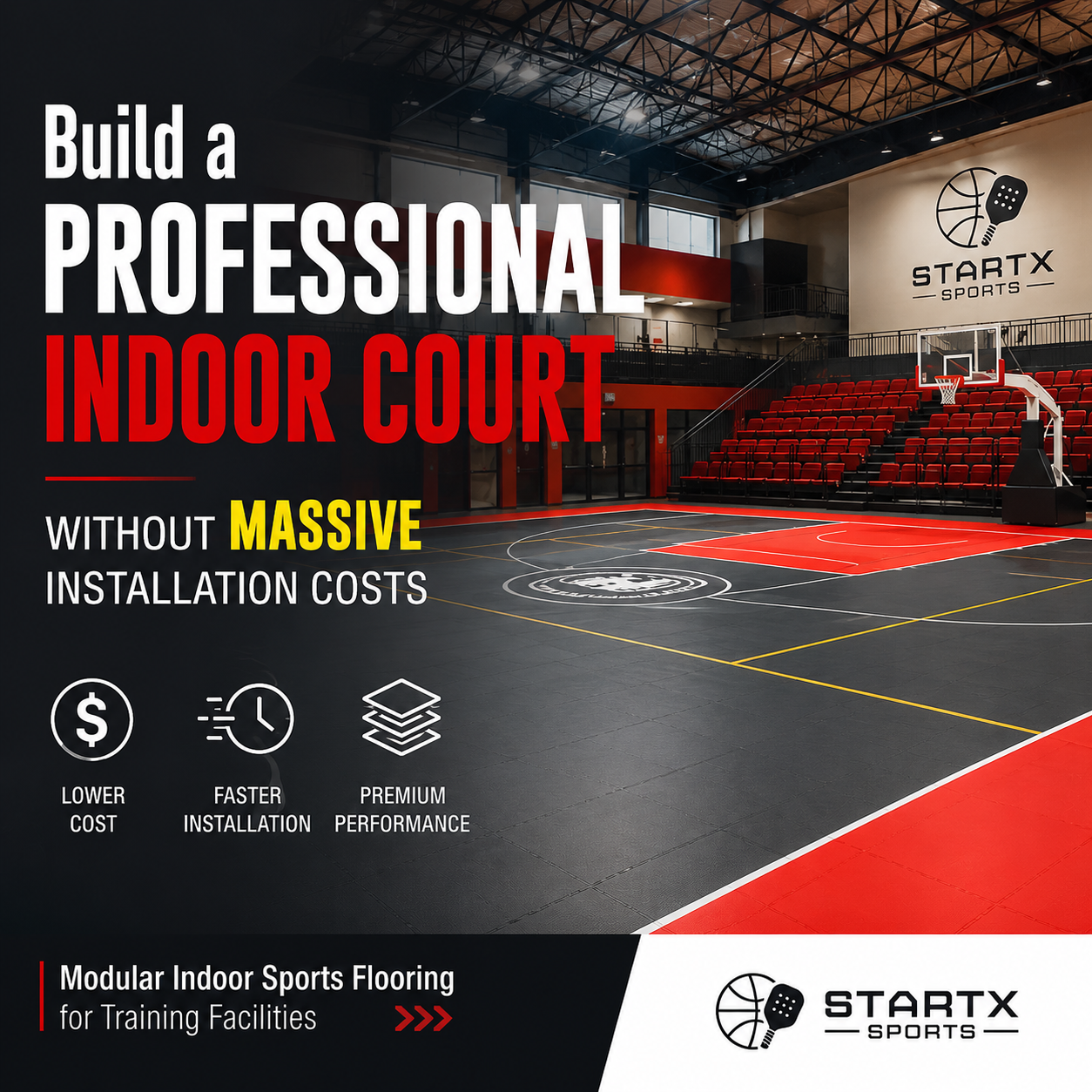 StartX Sports Facebook ad: Building an indoor basketball or multi-sport facility?