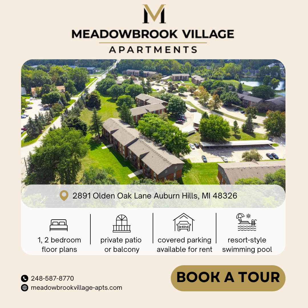 Meadowbrook Village Facebook ad: Luxury Apartments in Auburn Hills, Michigan