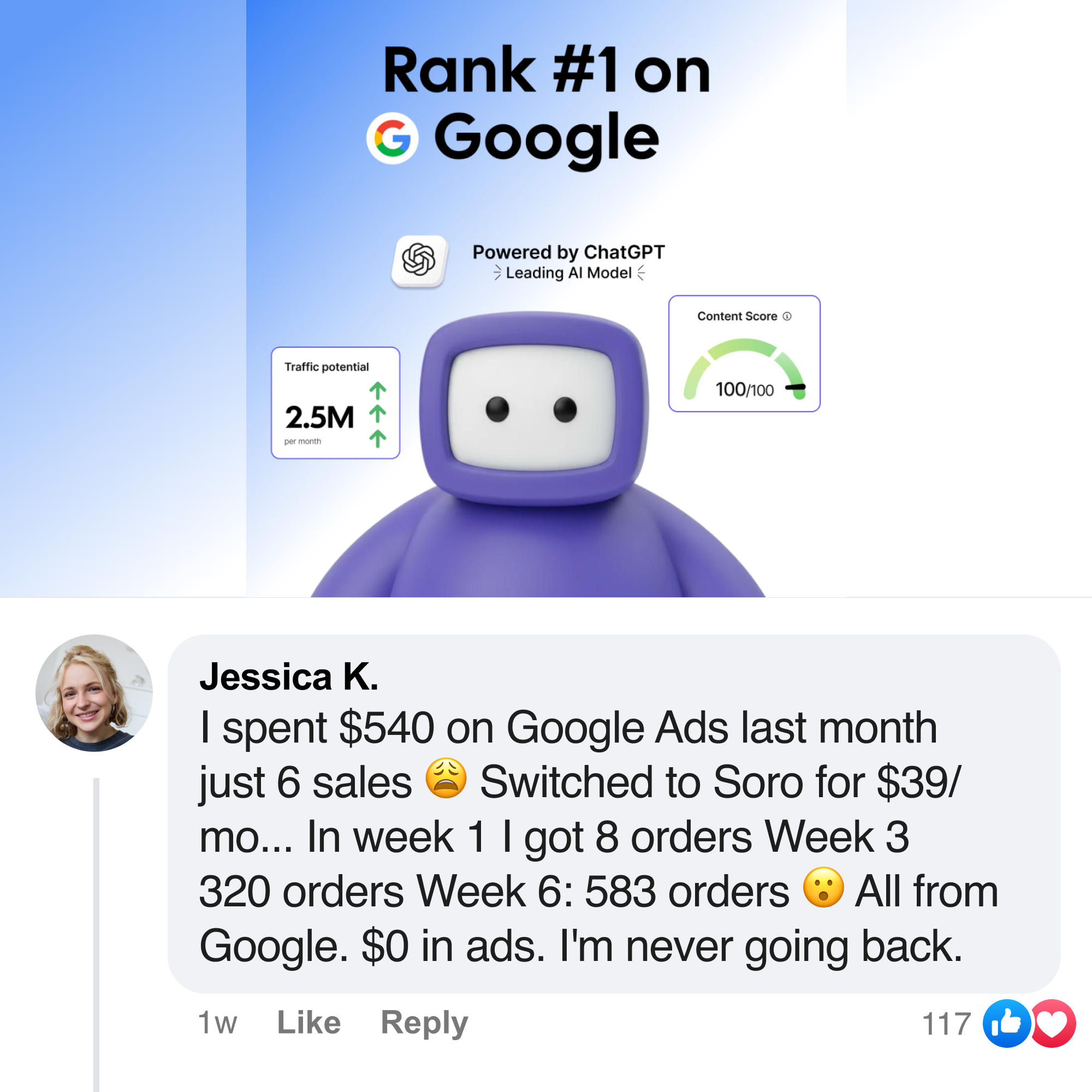 Soro SEO Facebook ad