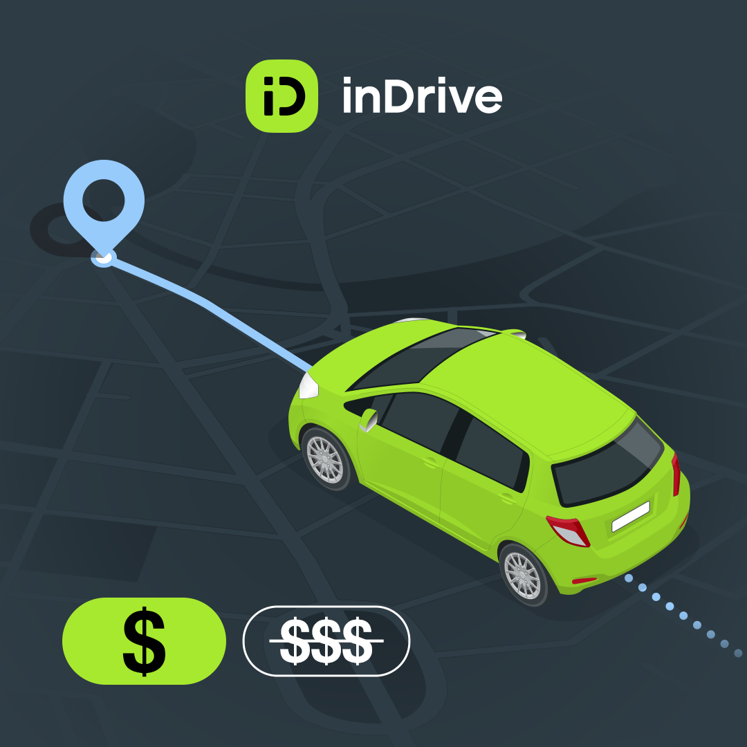 inDrive Facebook ad: ¡Negocia el precio y viaja!