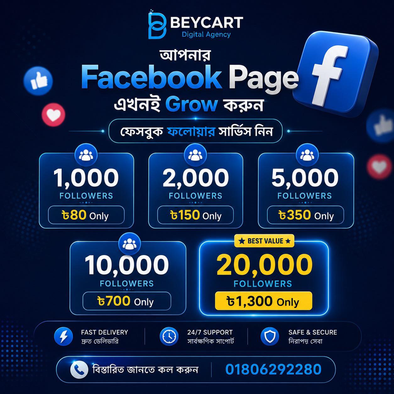 Beycart - Digital Agency Facebook ad: সবচেয়ে কম দামে নিন Premium Quality SMM Service