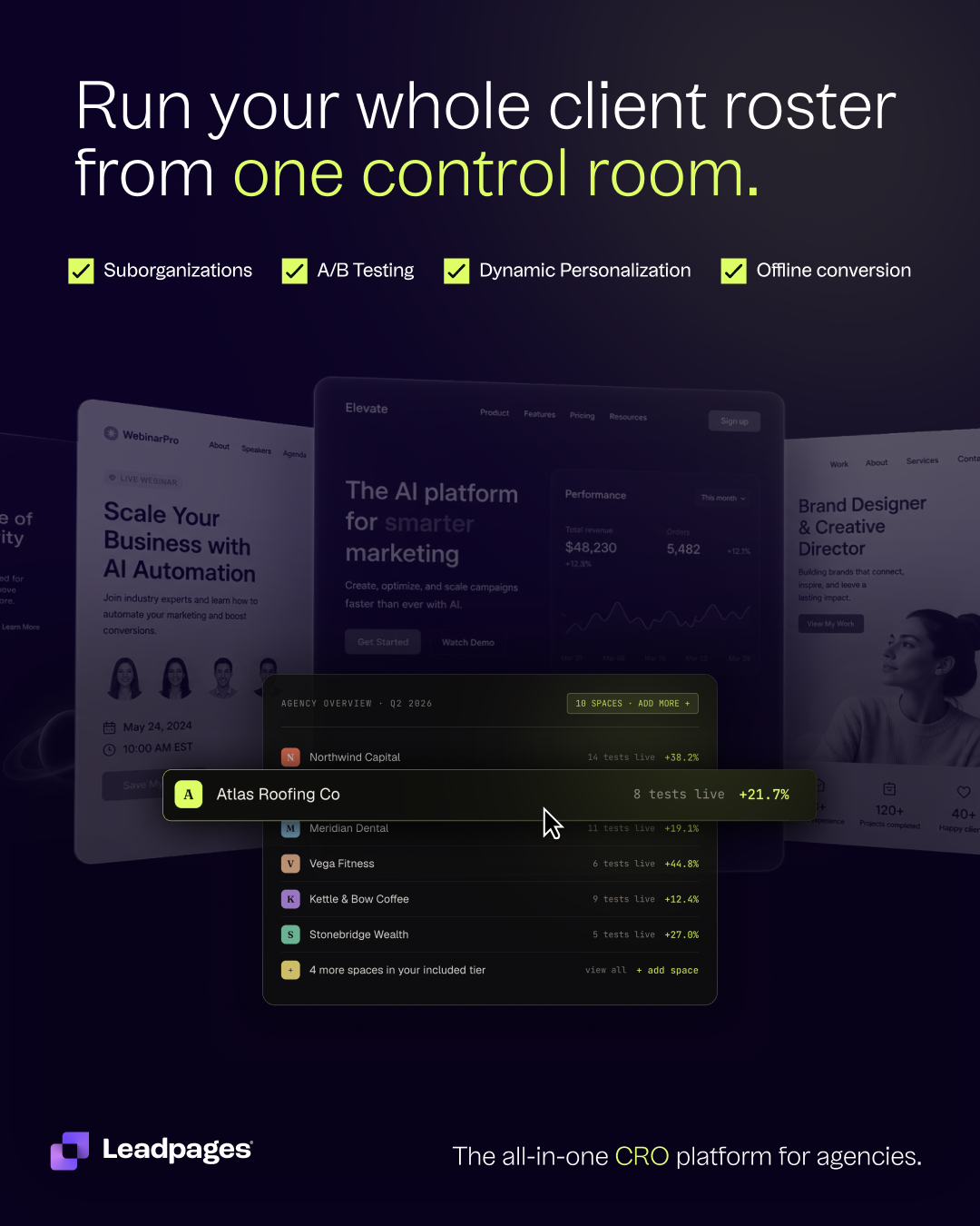Leadpages Facebook ad: The Landing Page That Optimizes Itself