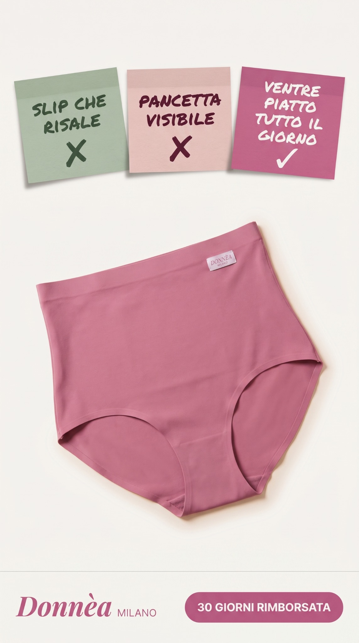 Donnea Milano Facebook ad: Le guaine ti puniscono. Questo slip no.