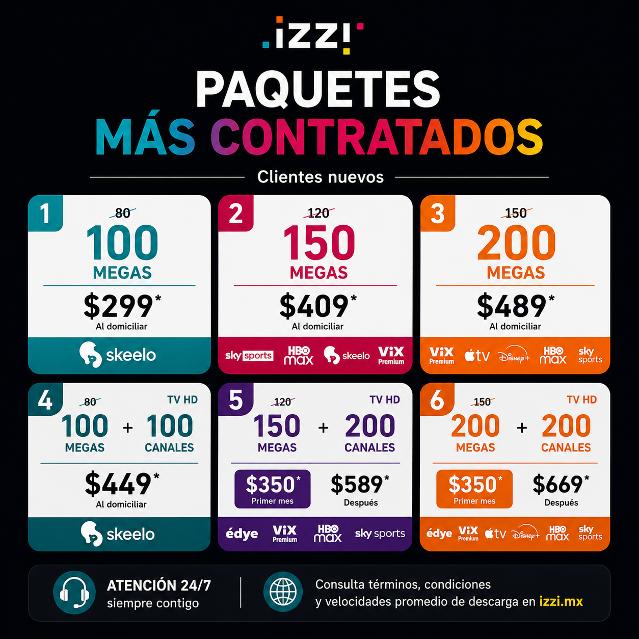 Izzi Contratos via Online Facebook ad: Con Izzi tienes los mejores paquetes