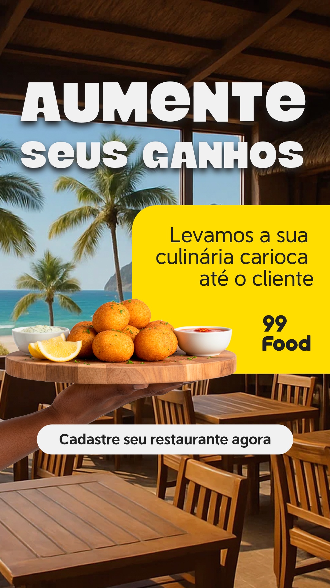 Vou de 99 Facebook ad: Cadastre seu restaurante agora