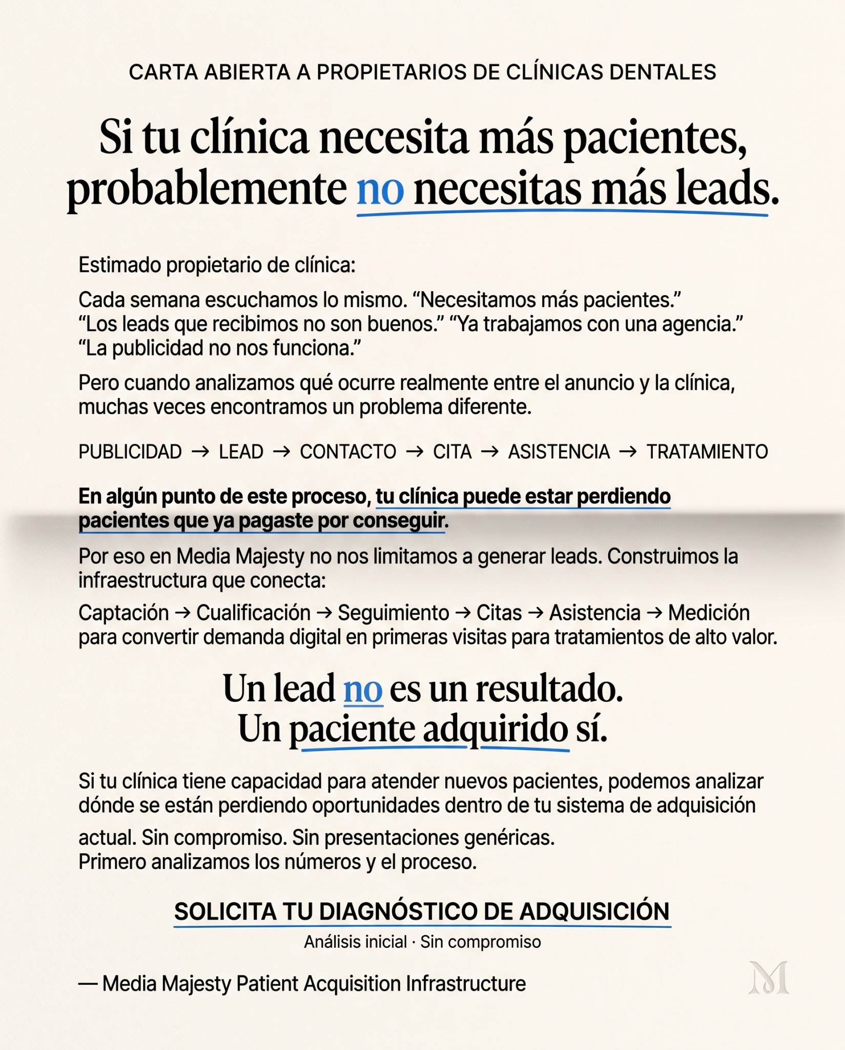 Media Majesty Facebook ad: Más pacientes para tu clínica