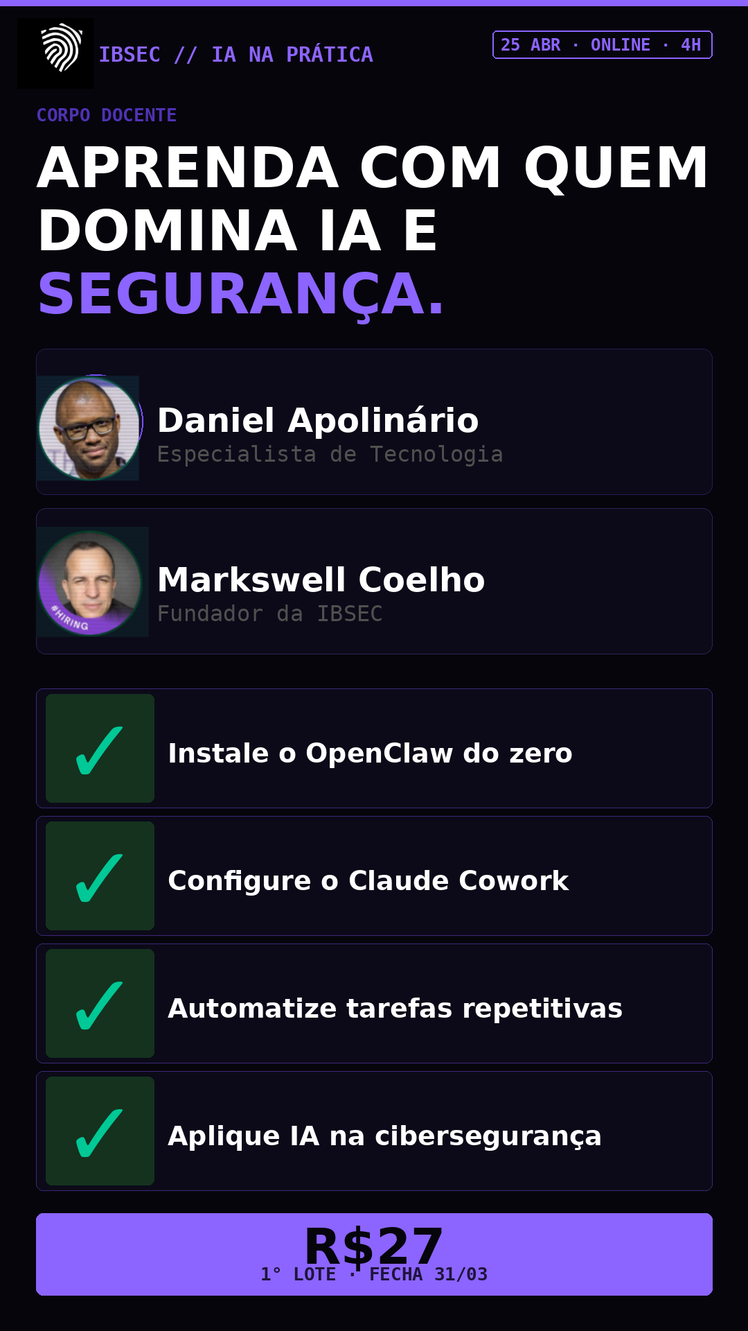 IBSEC - Instituto Brasileiro de Cibersegurança Facebook ad from Mar 29, 2026