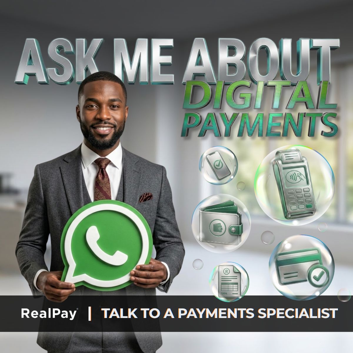 RealPay Facebook ad: Send a message