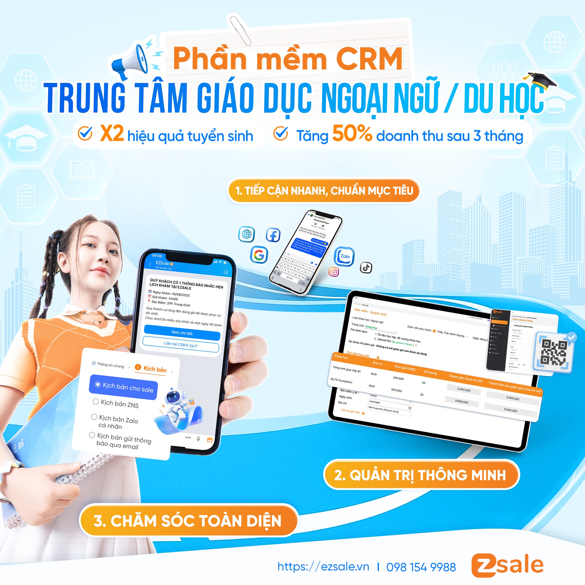 EZSale Facebook ad: CRM Cho Trung Tâm Ngoại Ngữ & Du…