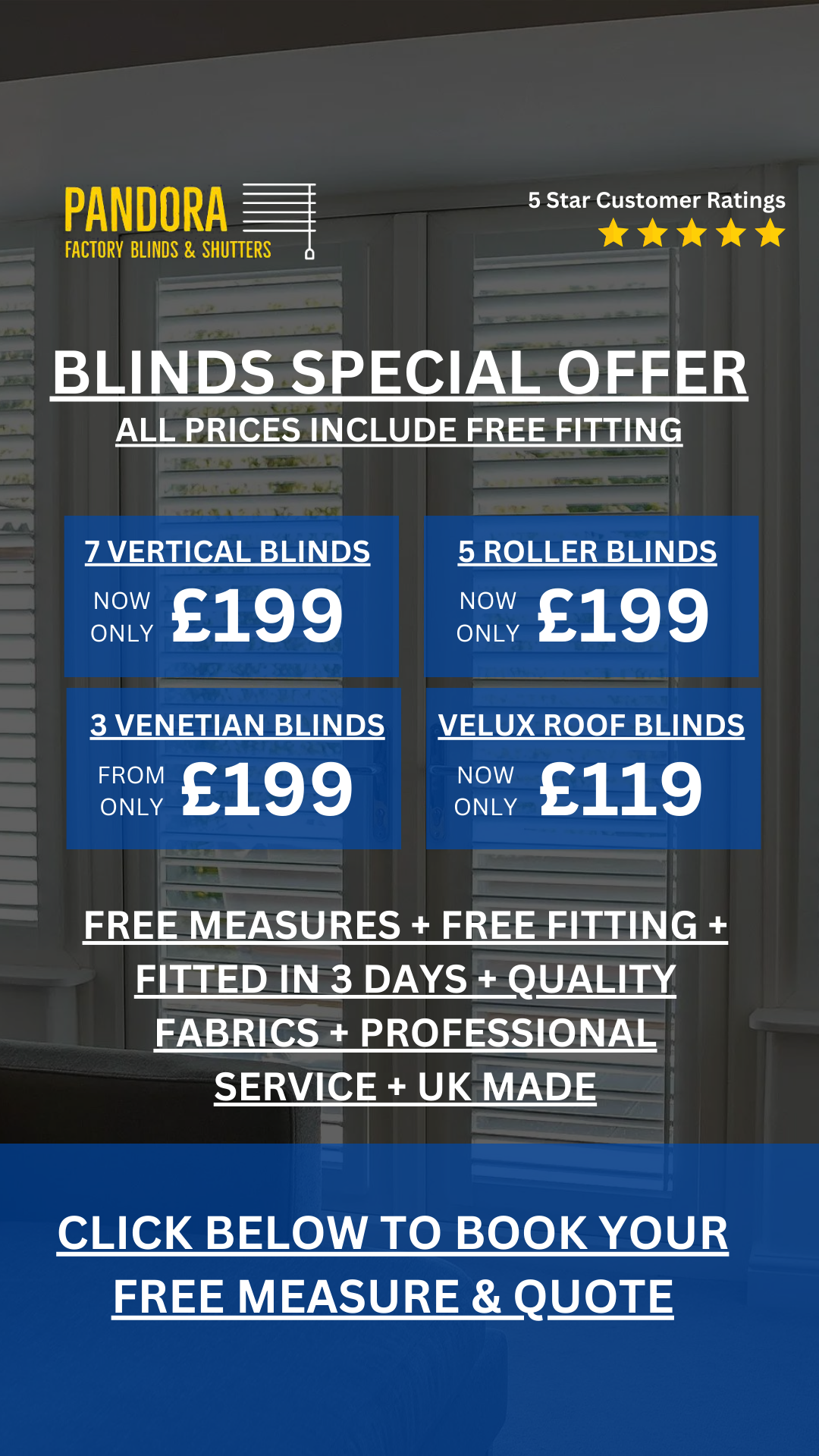 Pandora Factory Blinds & Shutters Facebook ad