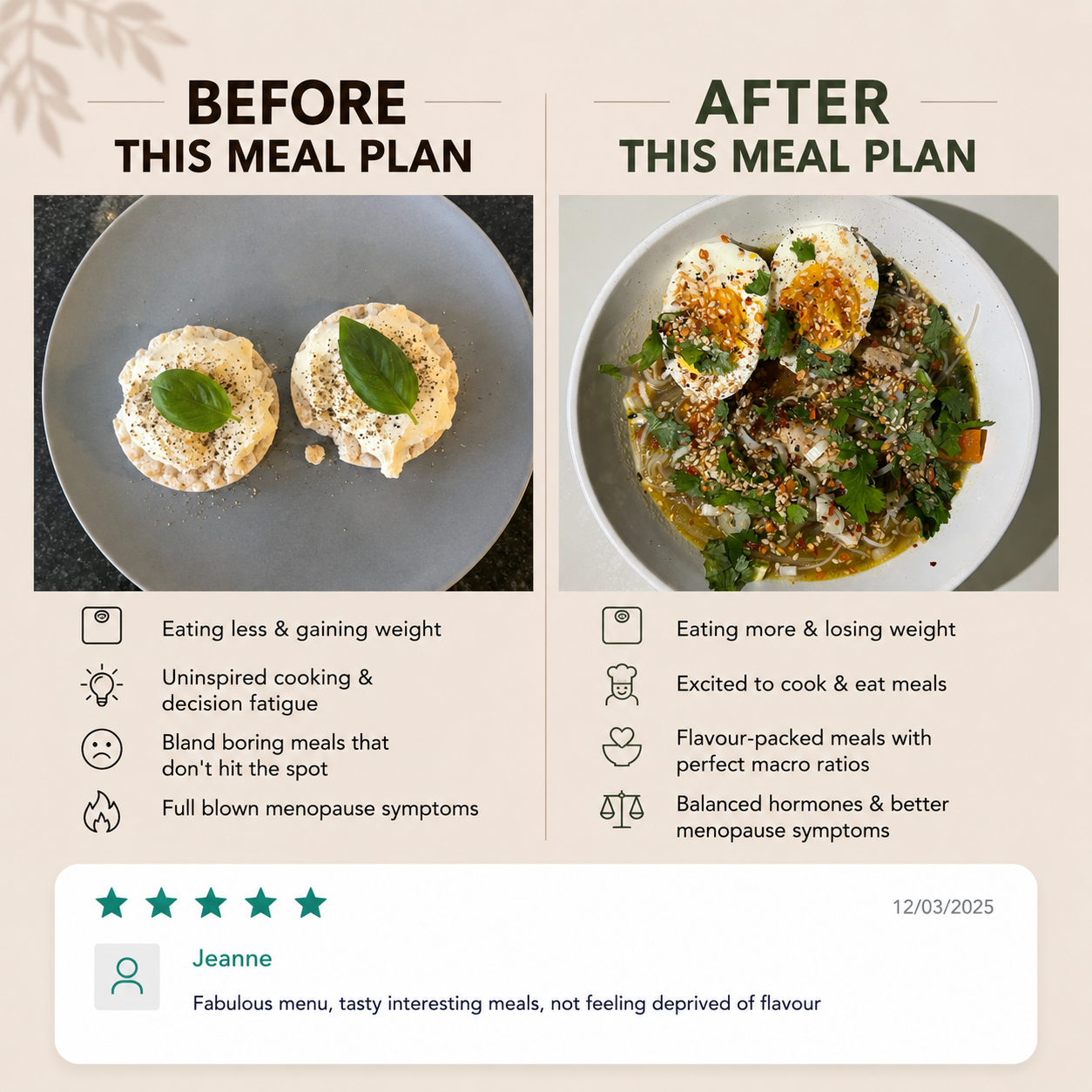 Steph Rouillard Dietitian Facebook ad: #1 Menopause Meal Plan for Weightloss