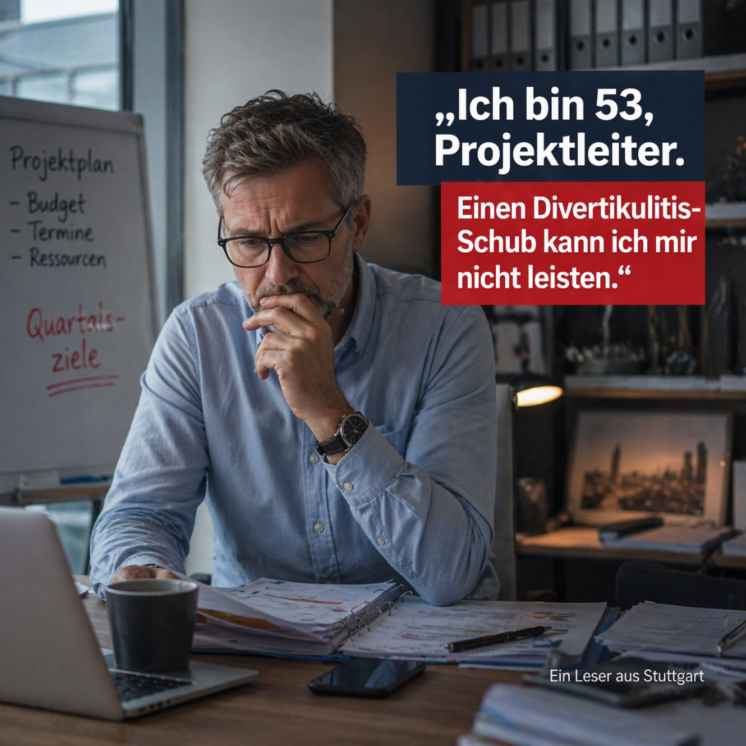 Zeitschrift der Gesundheit Facebook ad: Job und Divertikelkrankheit