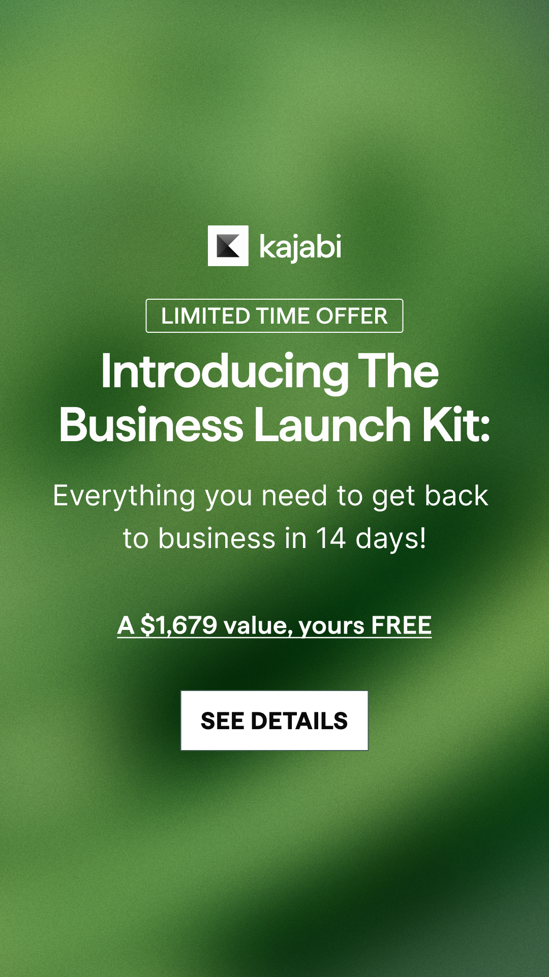 Kajabi Facebook ad: From Outline to First Sale in 14 Days: Enrollment Closes…