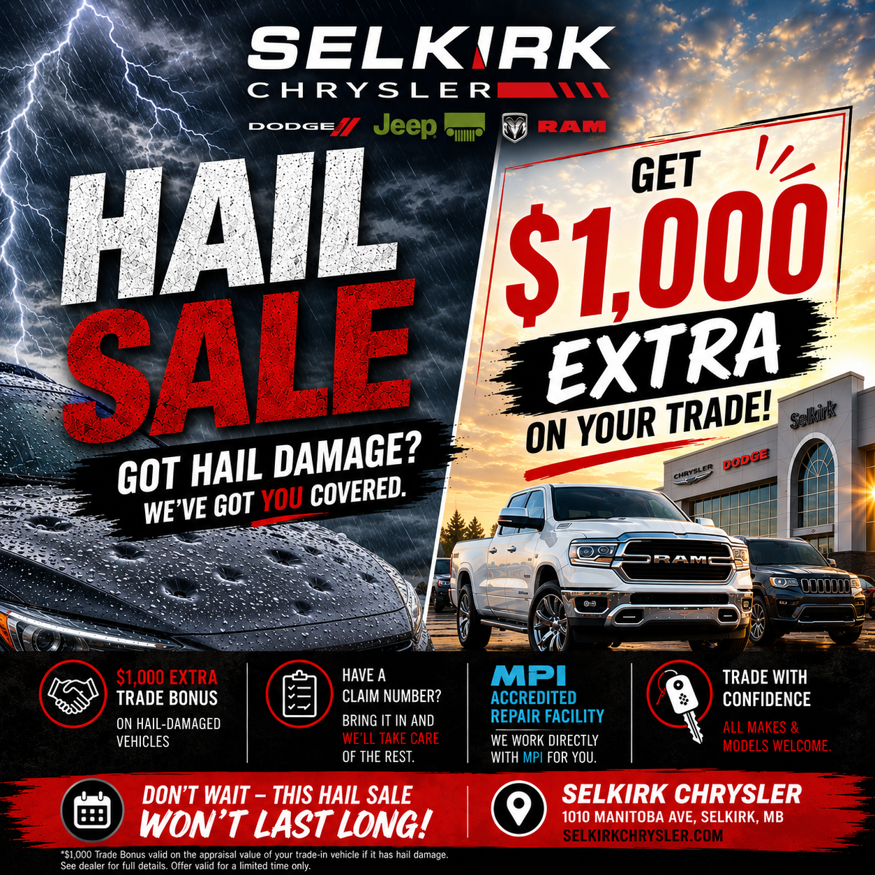Selkirk Chrysler Dodge Jeep Ram Facebook ad: Skip The Repair Process