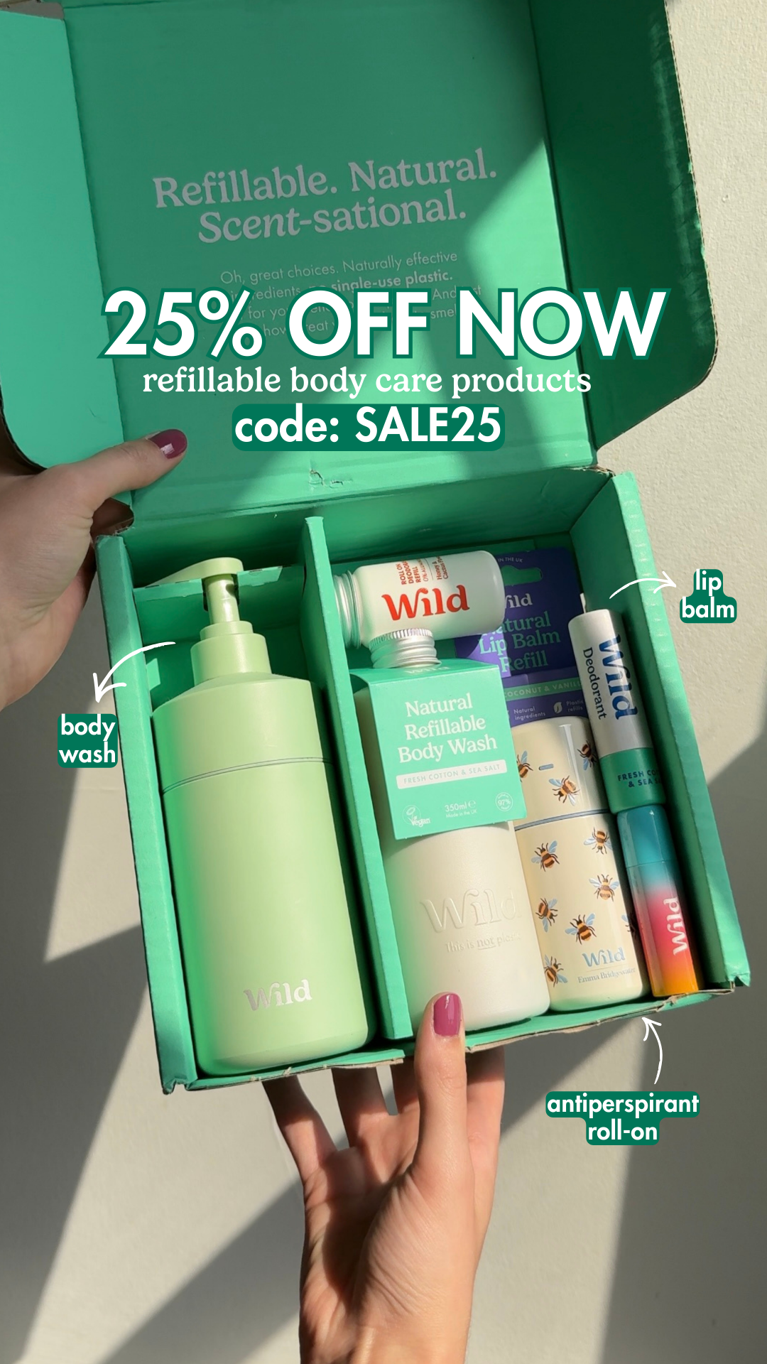 Wild Facebook ad: Flash Sale, 25% off with code SALE25