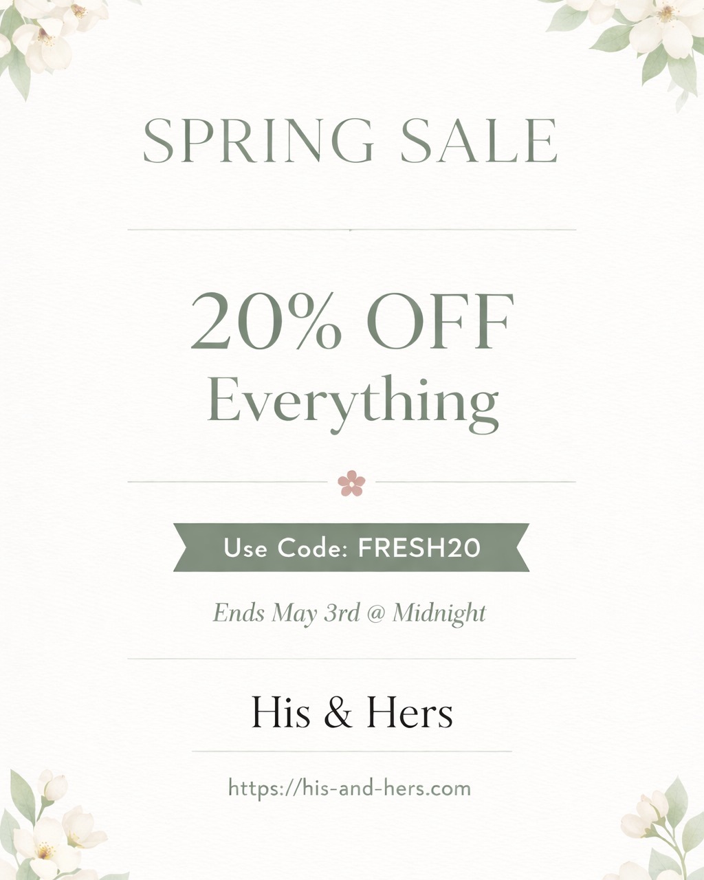 hisandhersresearchpeps Facebook ad: Spring sale is here!