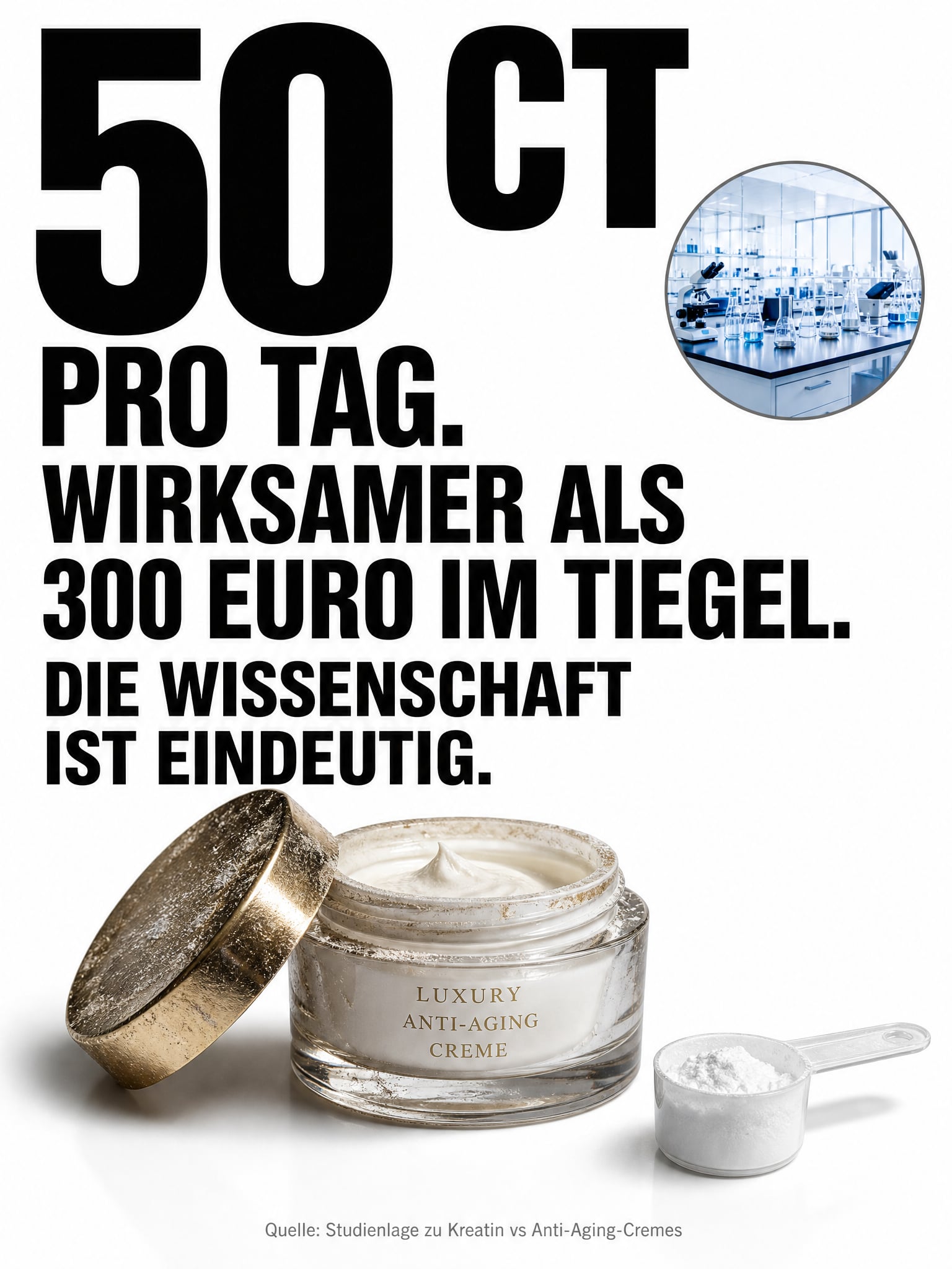 Lanuvi - Magazin Facebook ad: Warum teure Anti-Aging-Cremes ein schlechter Witz sind