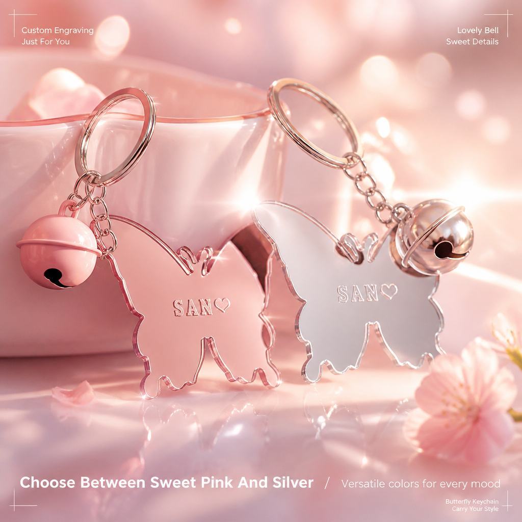 Soufeel Online Facebook ad: Your Name, Your Vibe: The Cutest Custom Butterfly Keychain
