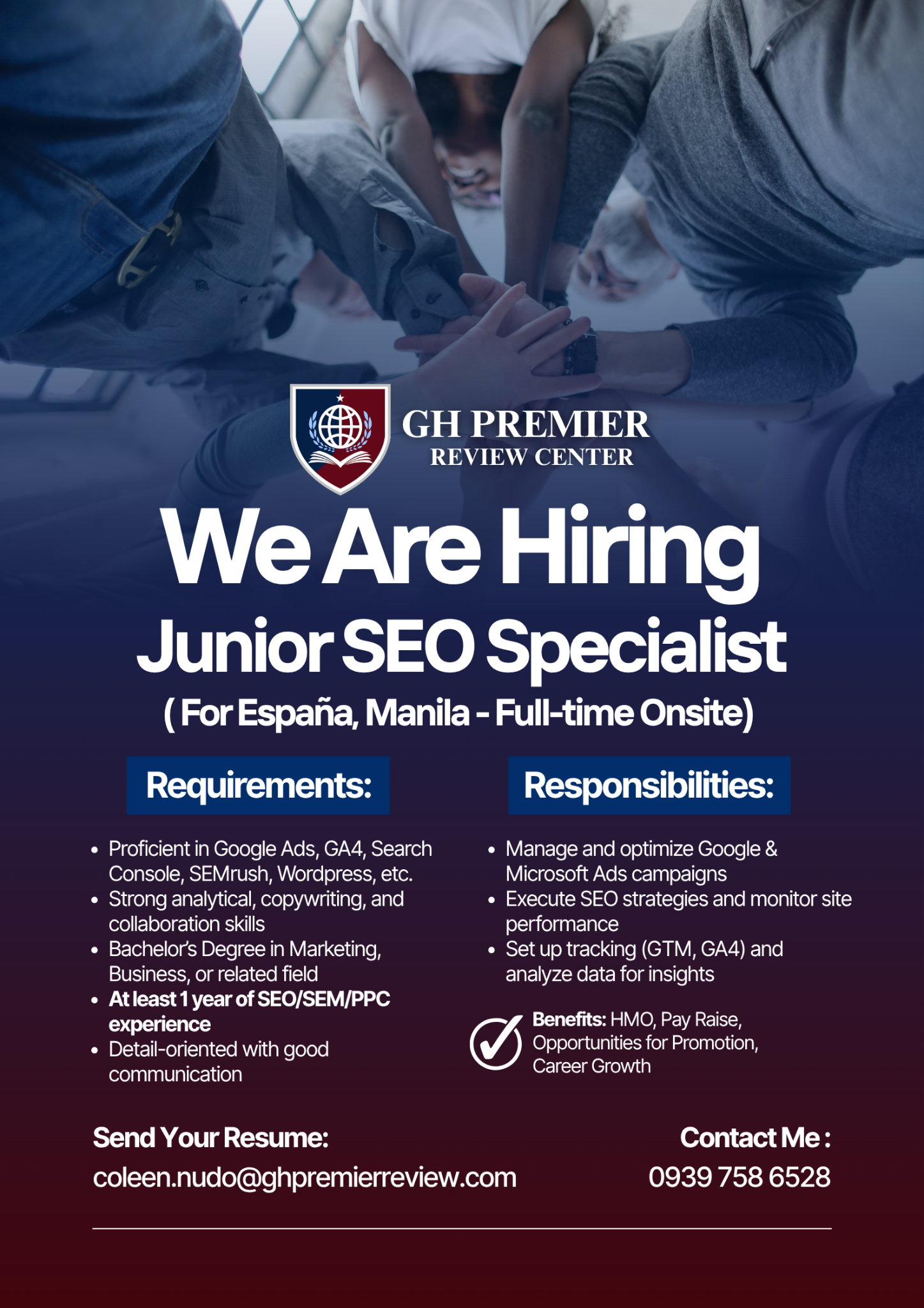 GH Premier IELTS & PTE Review Center Facebook ad from May 21, 2026