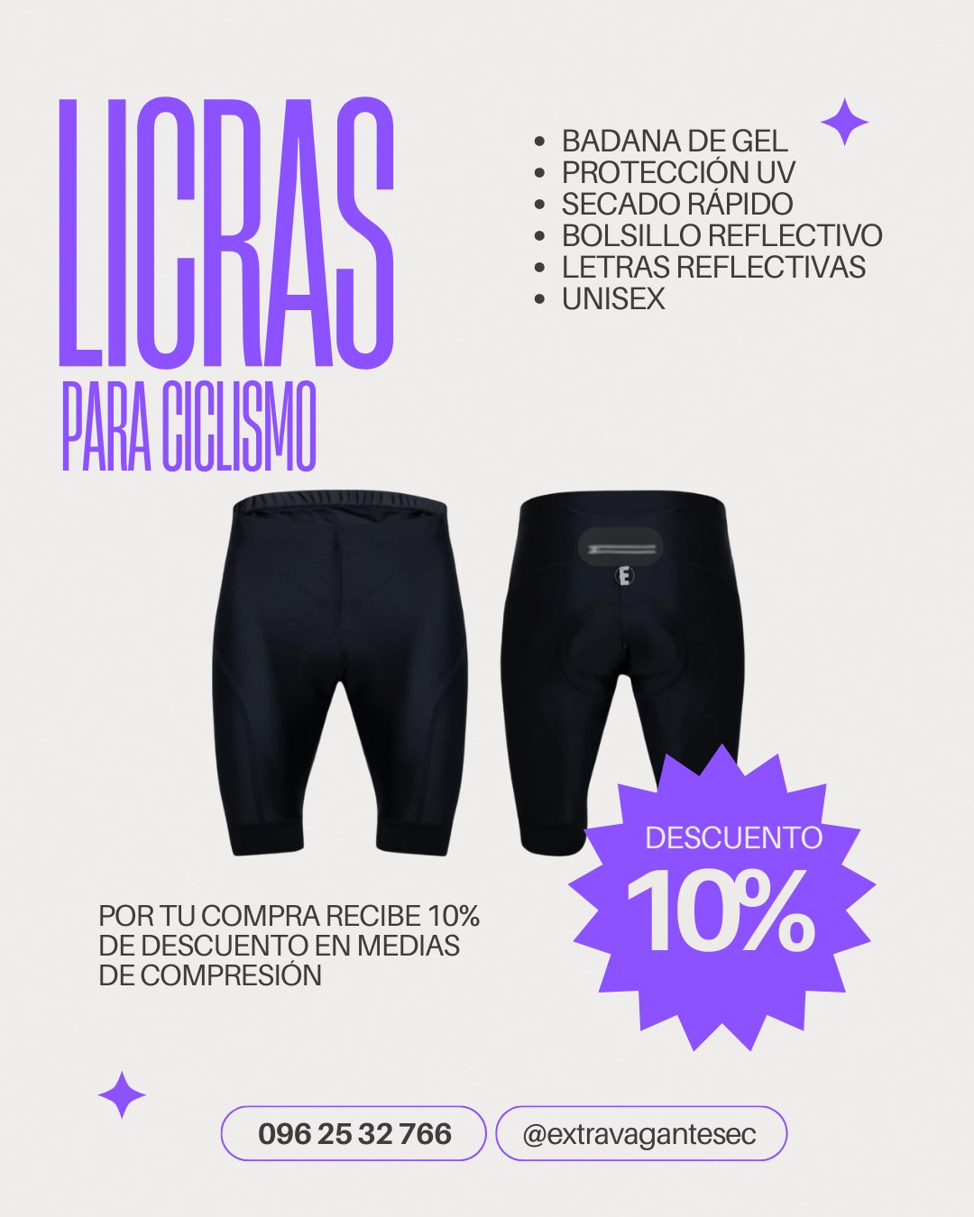 ExtravagantesEc Facebook ad: Nuestras licras con badana de gel 9D sobresalen…
