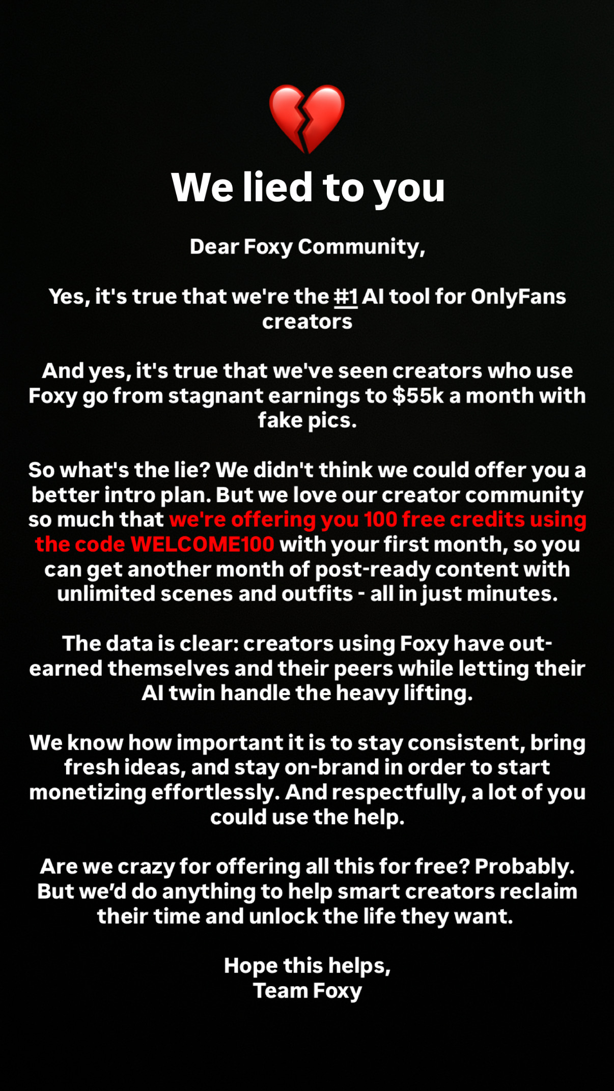 Foxy.ai Facebook ad