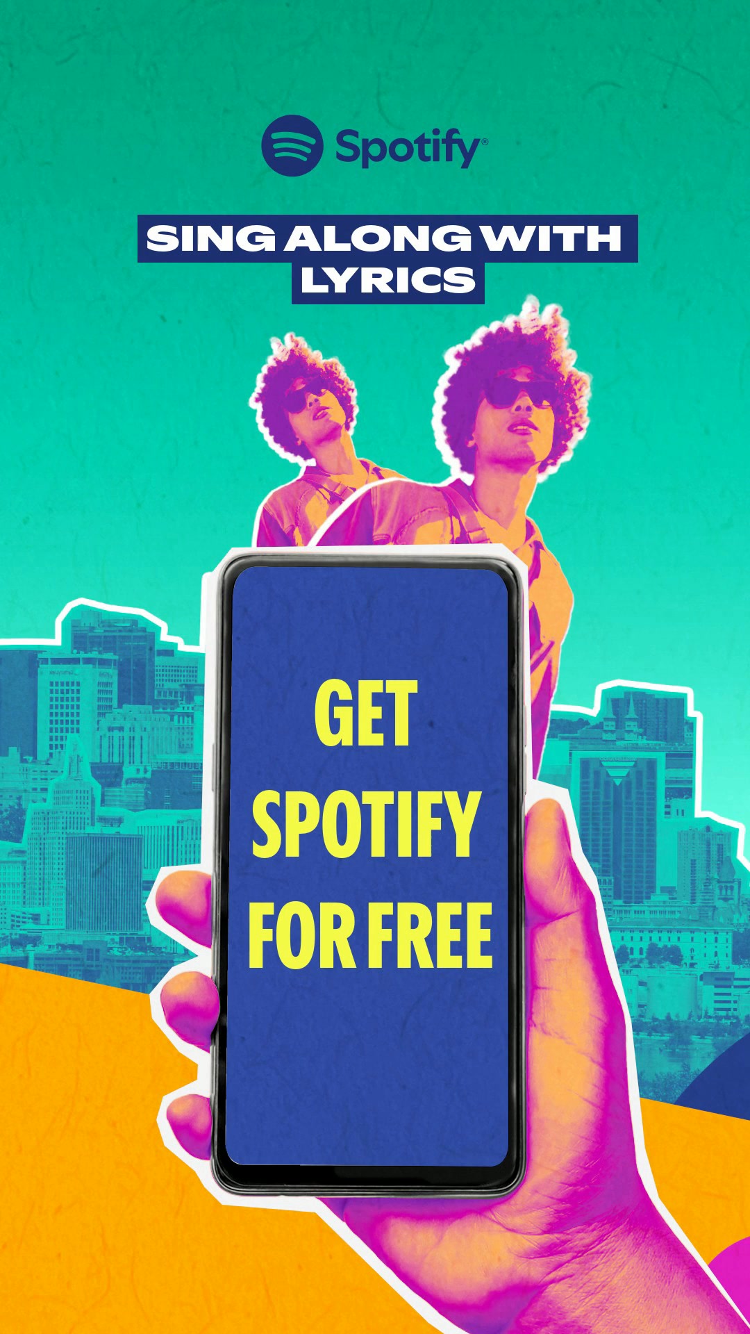 Spotify Facebook ad: Discover new music and podcasts.