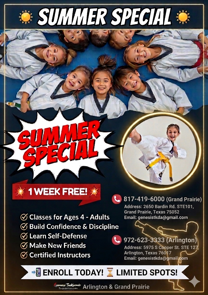 Genesis Taekwondo Facebook ad: SUMMER SPECIAL: 1 WEEK FREE!