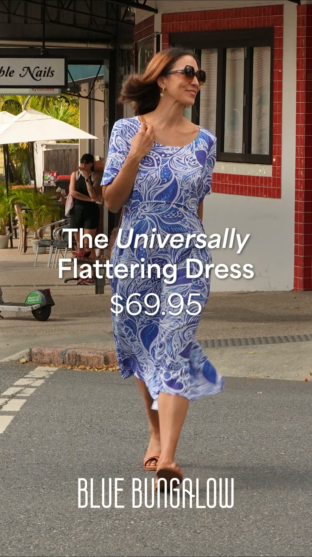 Blue Bungalow Facebook ad: The Universally Flattering Dress - $69.95