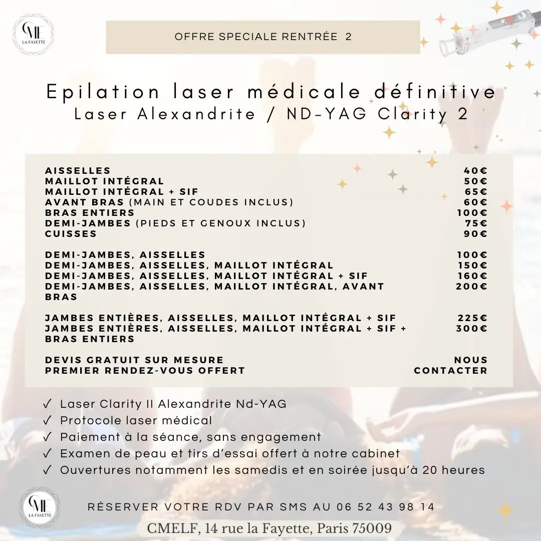 Cabinet Médical Esthétique la Fayette Facebook ad from Aug 18, 2024