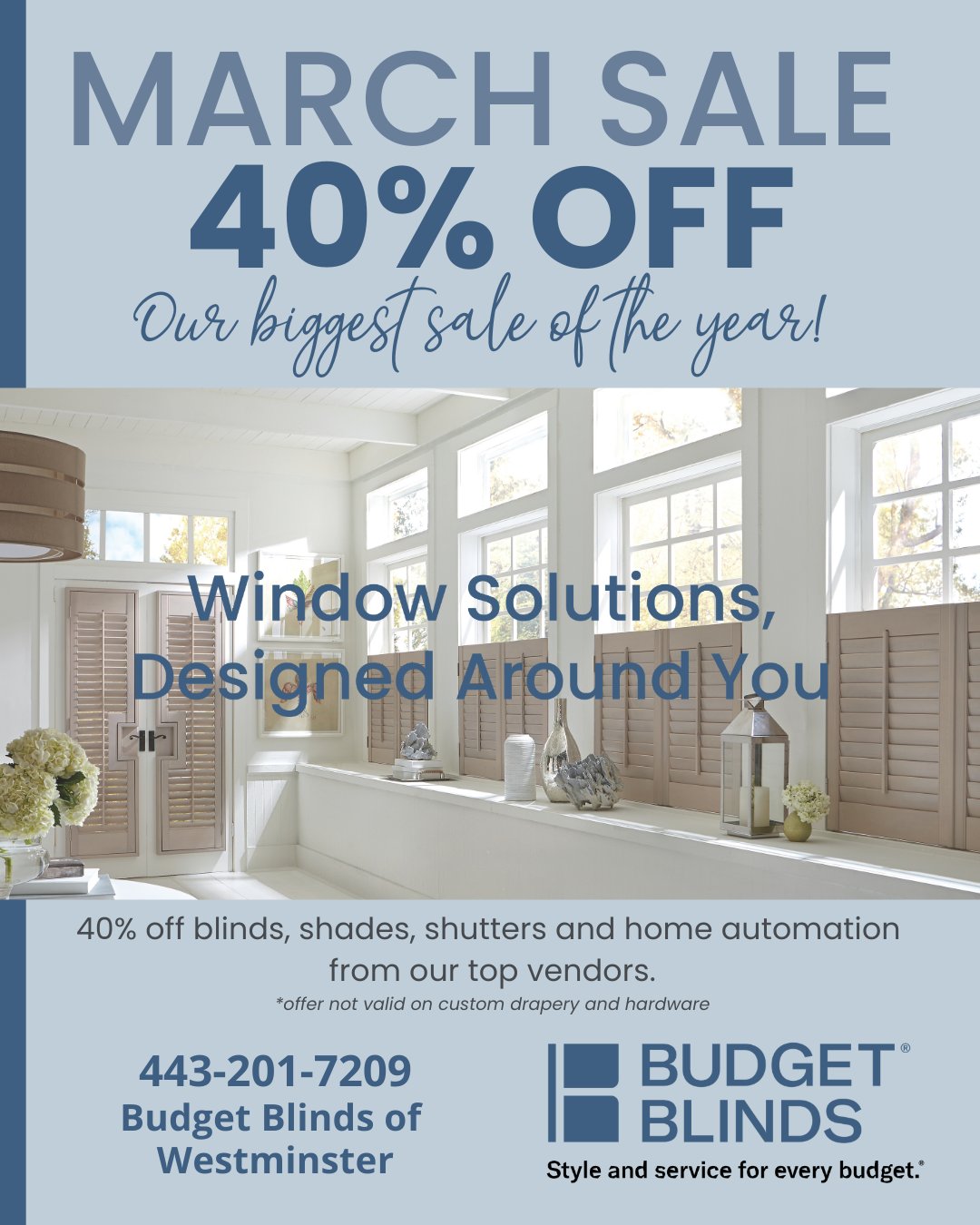 Budget Blinds of Westminster, MD Facebook ad: Window Coverings | Budget Blinds Westminster, MD