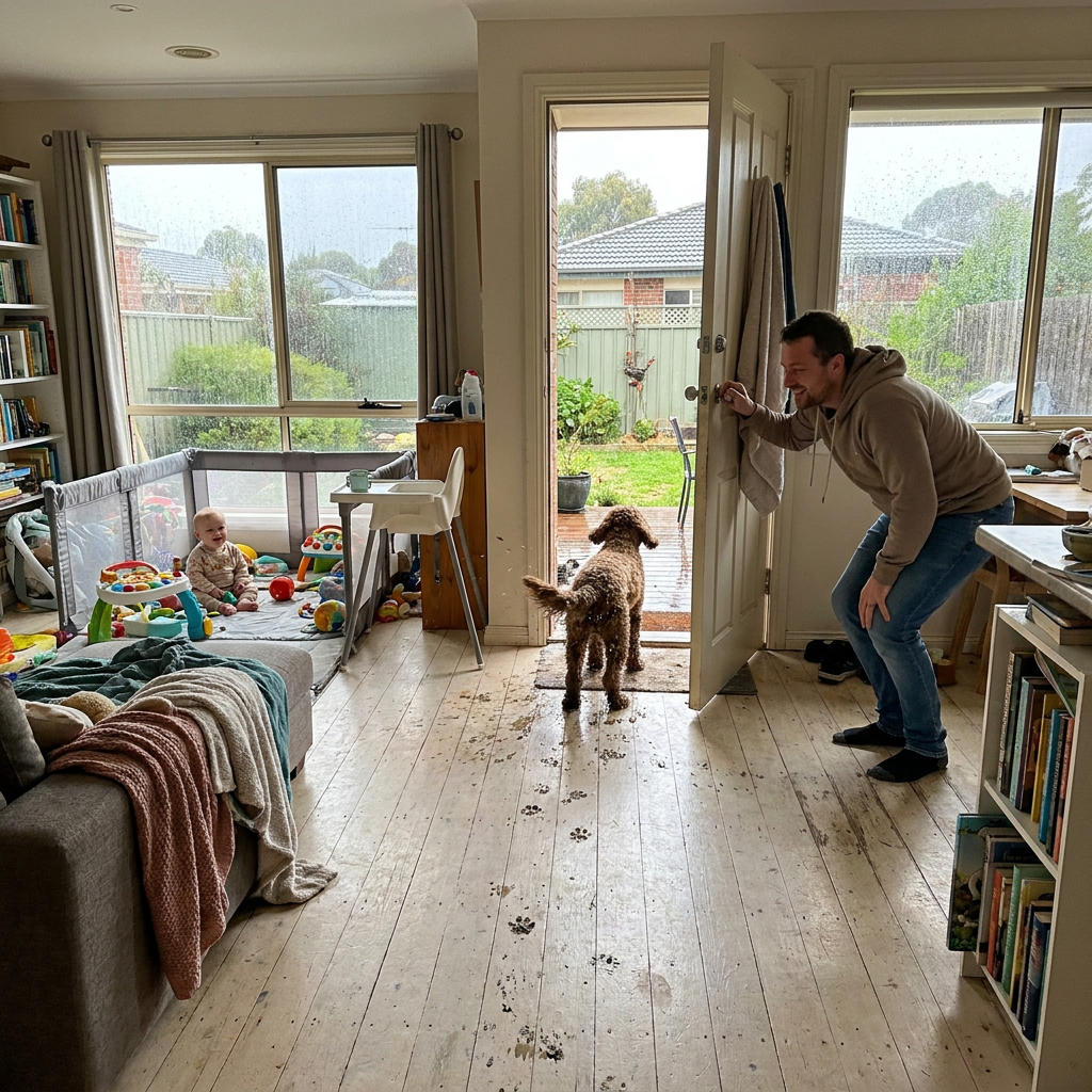 LunorNest Facebook ad: If There's A Baby On Your Floor And A Dog At Your Door…