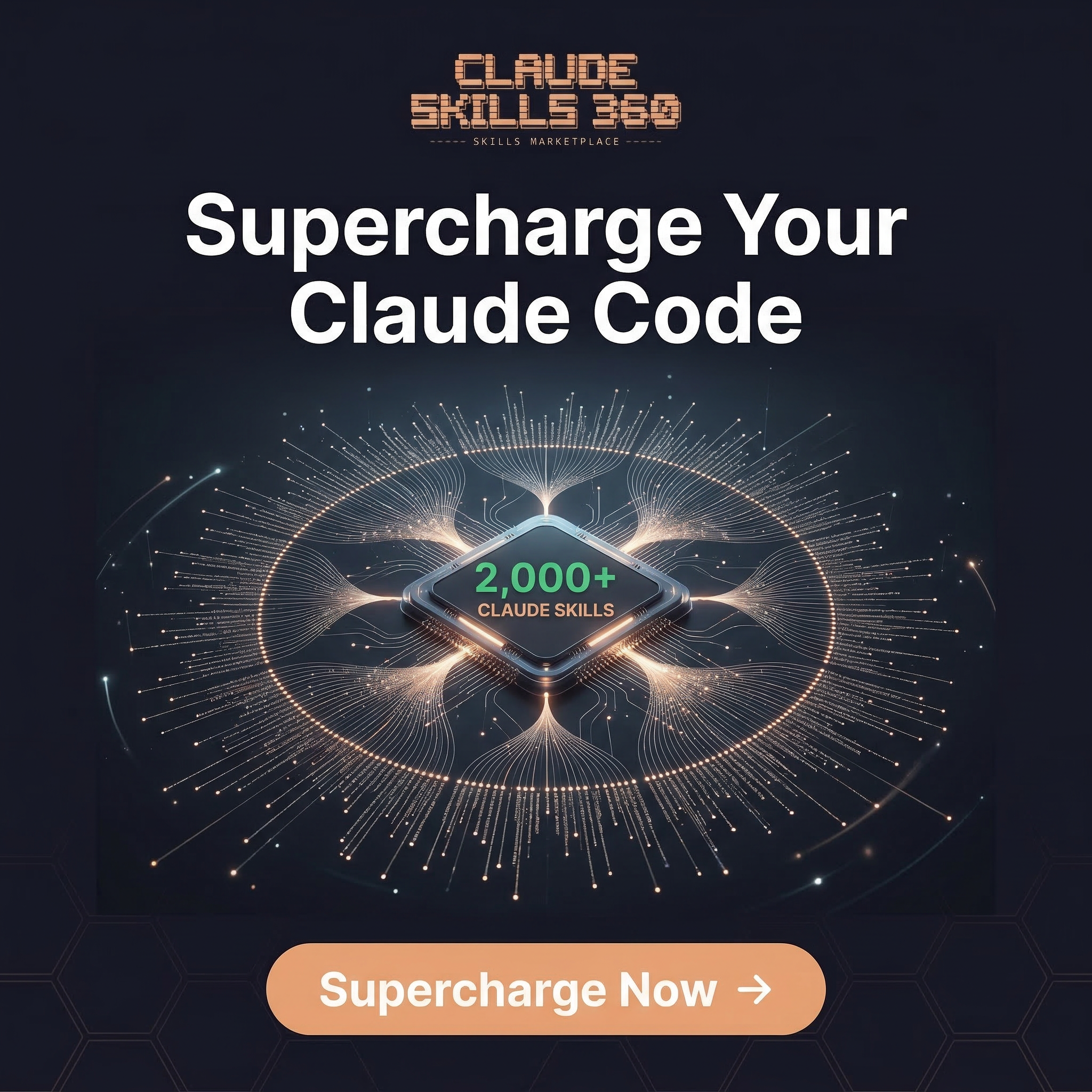 ClaudeSkills360 Facebook ad: Supercharge Claude Code Today