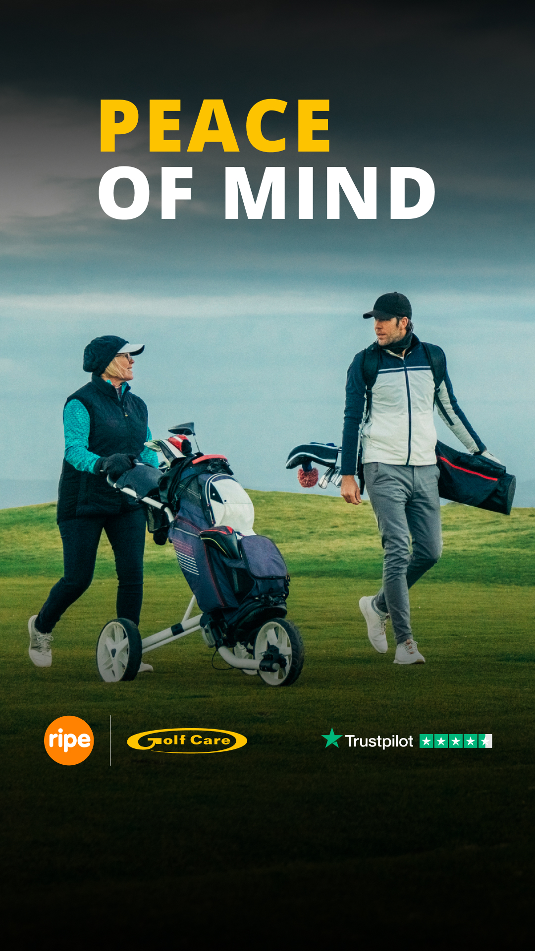 Golf Care Facebook ad: Golf with Absolute Peace of Mind. That's Golf Care.