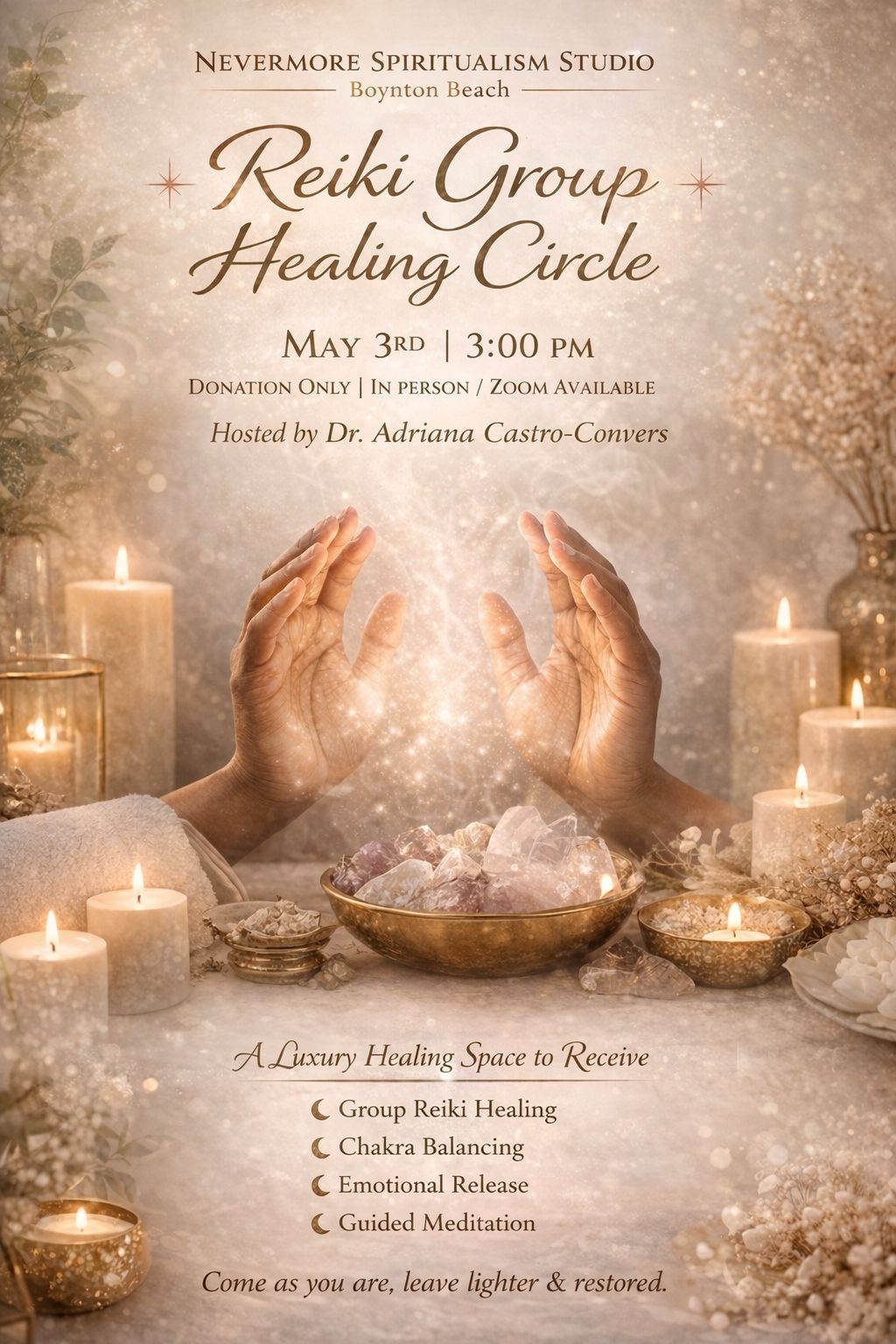 Nevermore Spiritualism Studio Facebook ad: Reiki Group Healing Circle